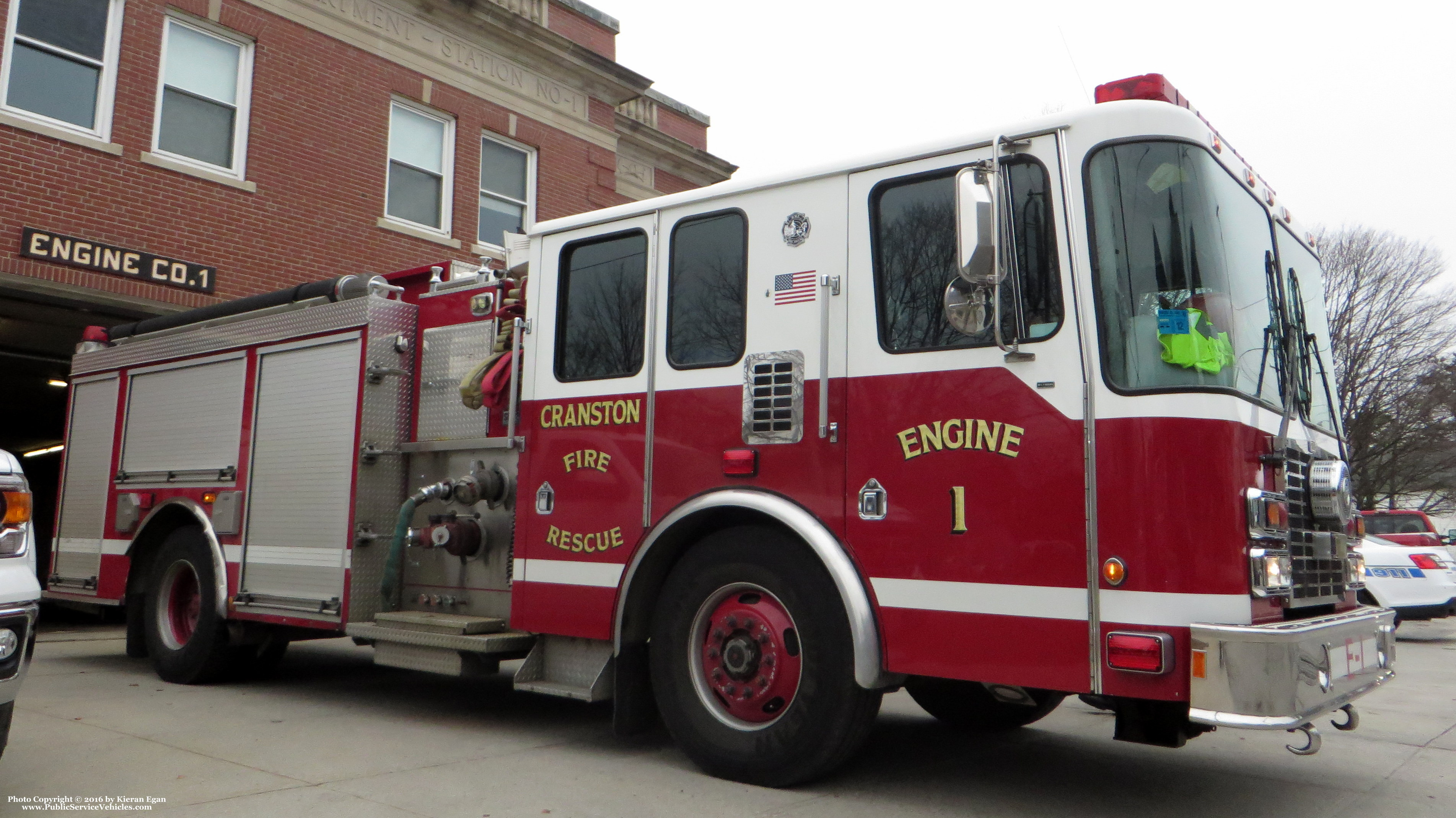 A photo  of Cranston Fire
            Engine 1, a 2004 HME             taken by Kieran Egan