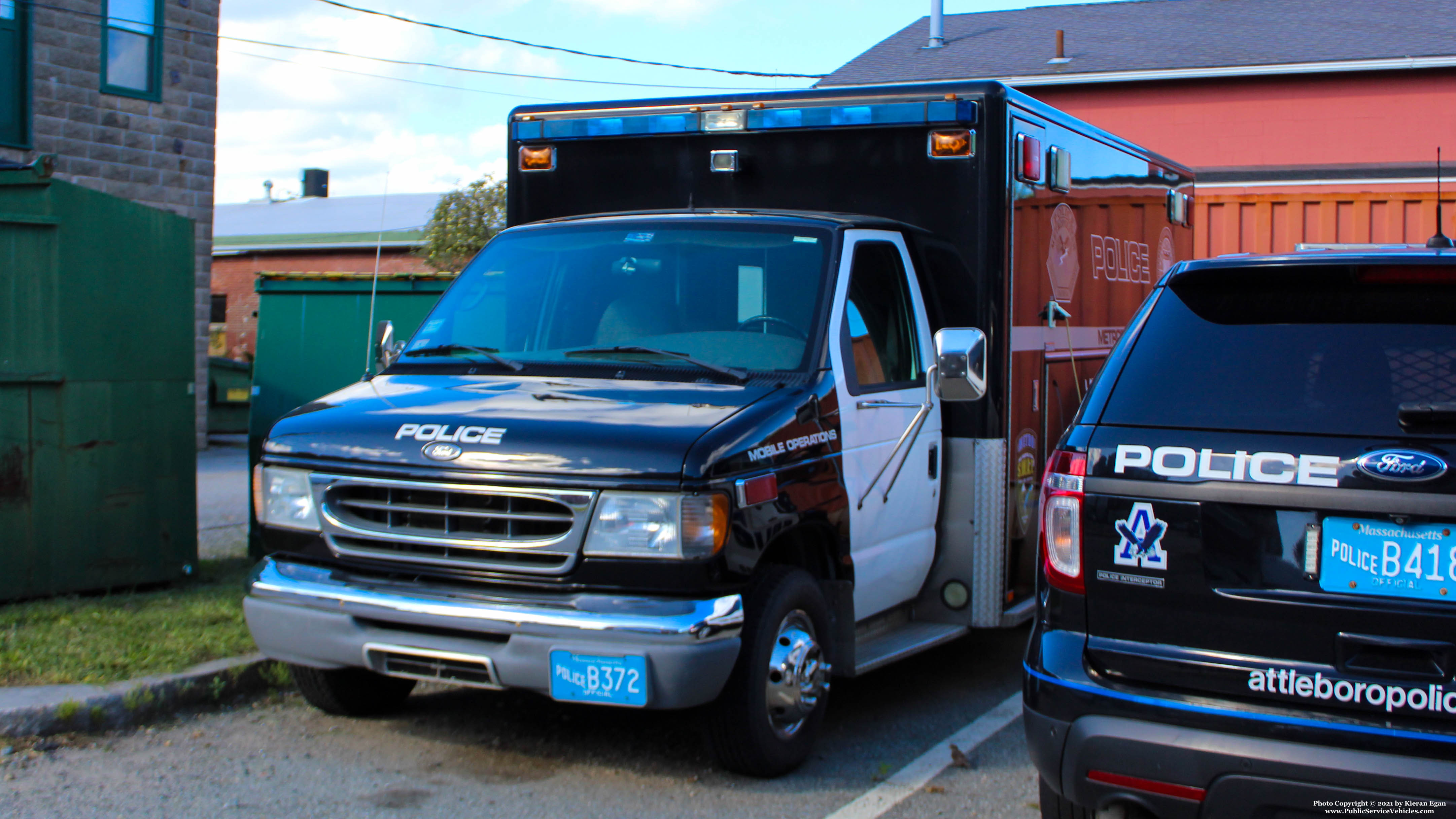 A photo  of Attleboro Police
            Mobile Operations Unit, a 2001 Ford E-Series             taken by Kieran Egan