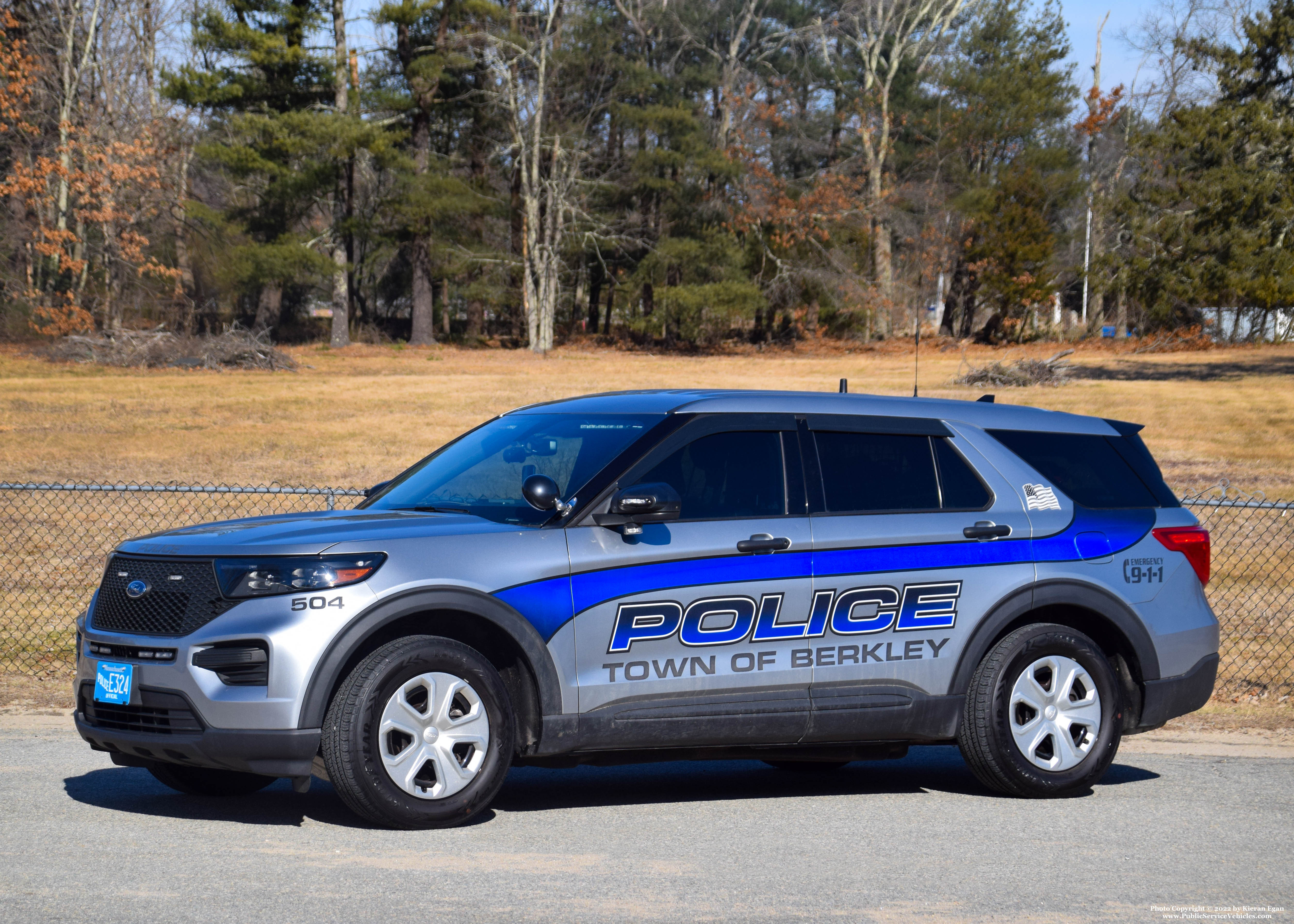 A photo  of Berkley Police
            Cruiser 504, a 2020 Ford Police Interceptor Utility             taken by Kieran Egan
