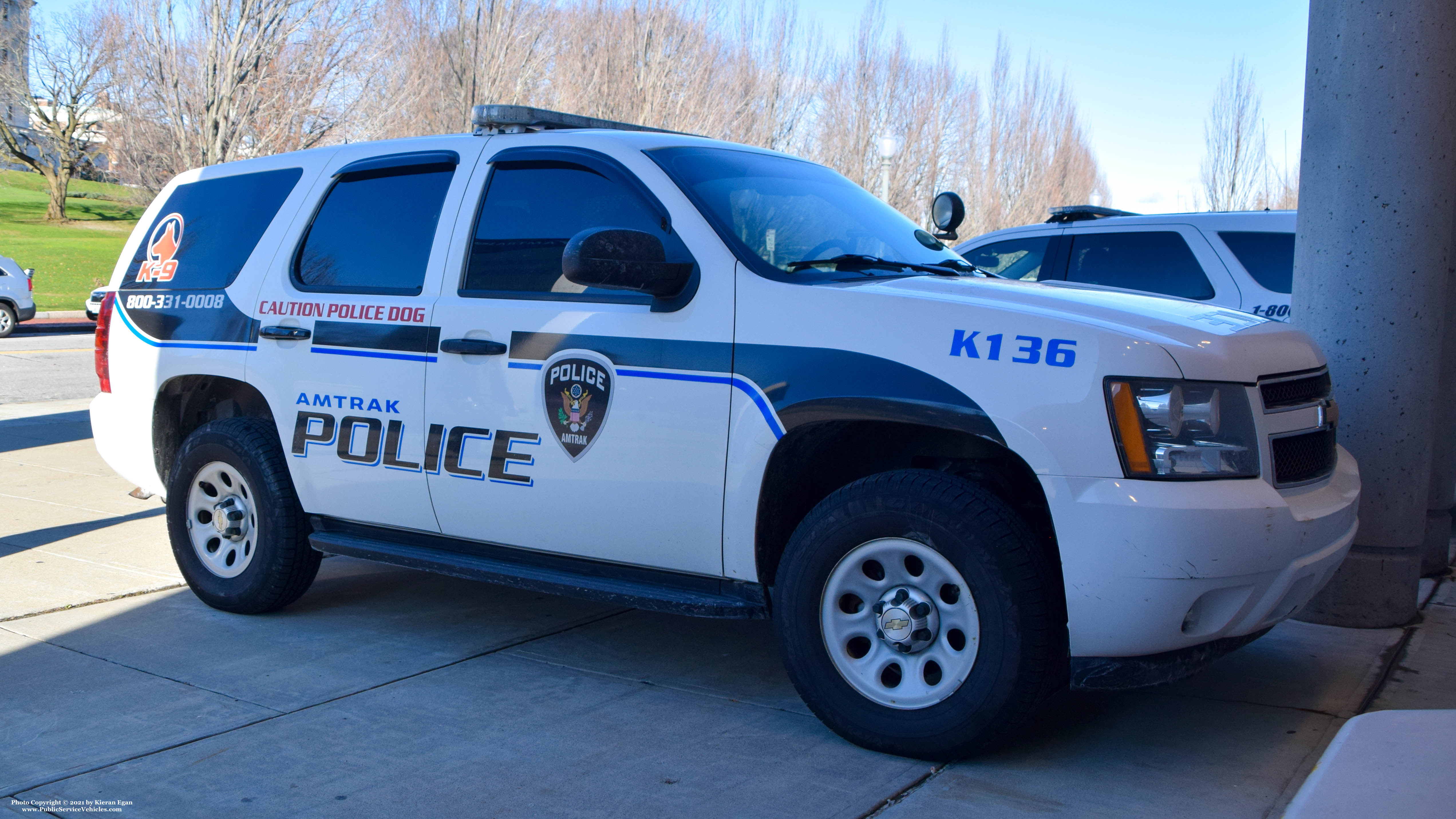 A photo  of Amtrak Police
            Cruiser 136, a 2007-2014 Chevrolet Tahoe             taken by Kieran Egan