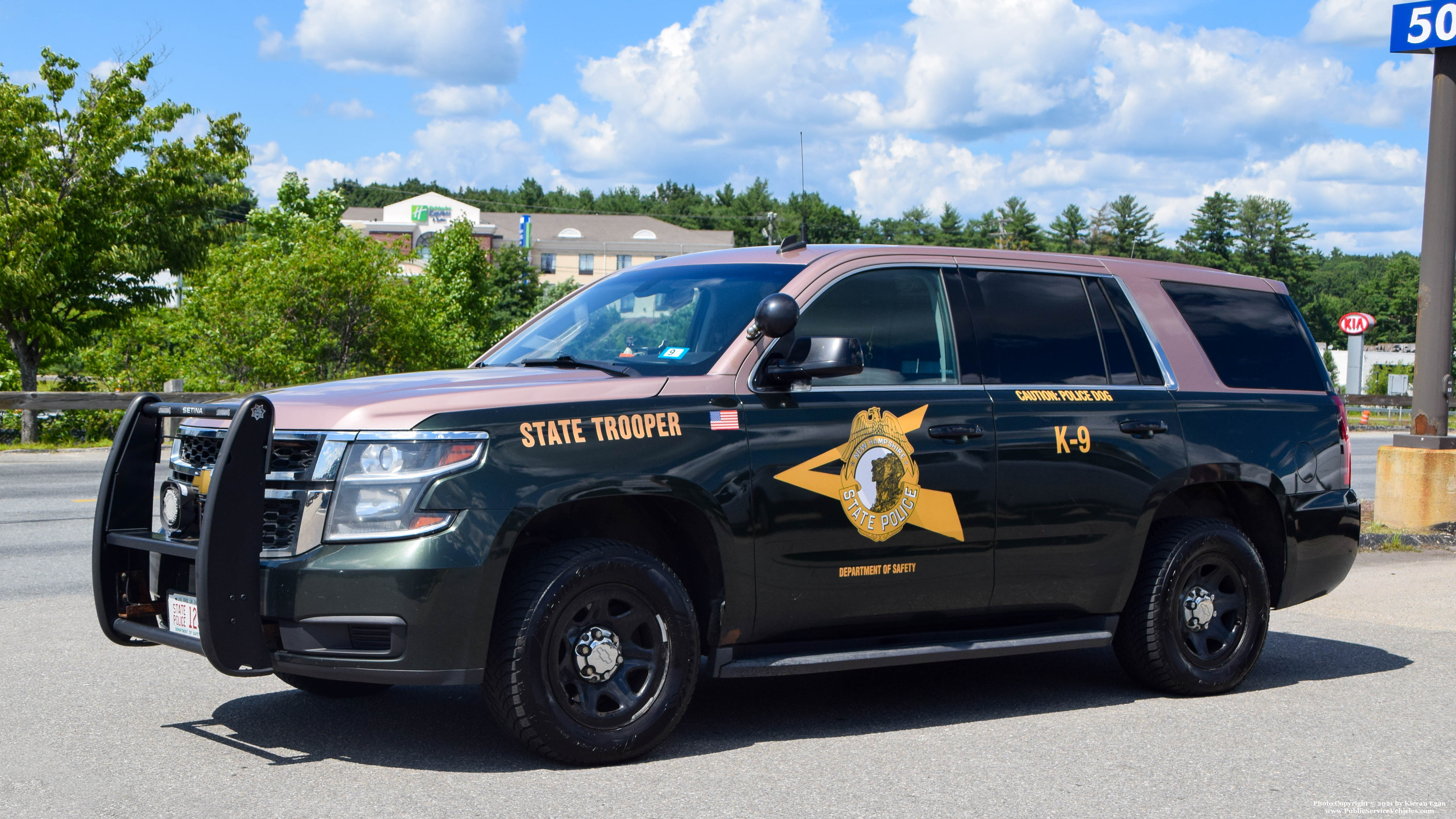 A photo  of New Hampshire State Police
            Cruiser 123, a 2015-2019 Chevrolet Tahoe             taken by Kieran Egan