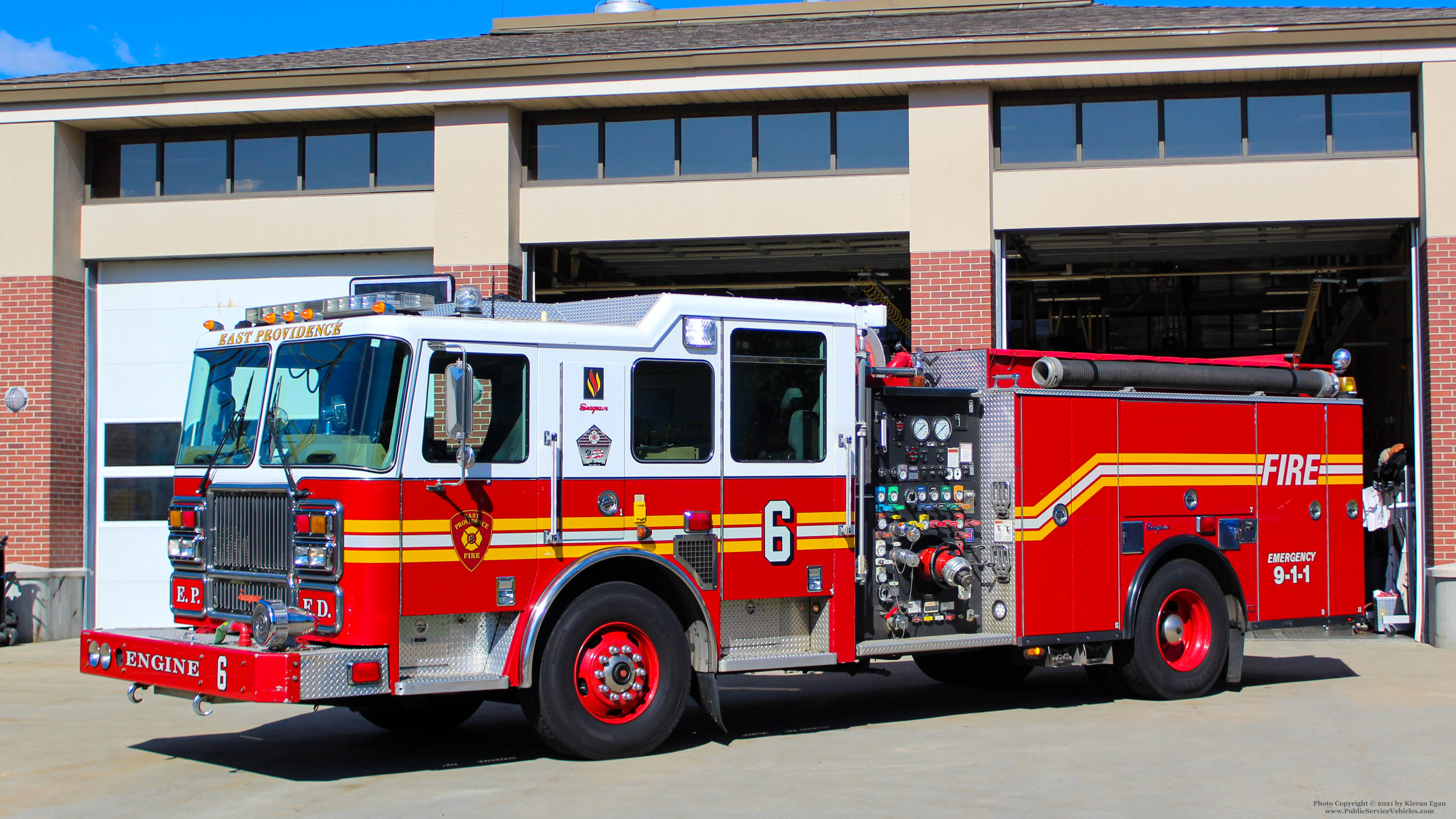 A photo  of East Providence Fire
            Engine 6, a 2007 Seagrave Marauder II             taken by Kieran Egan