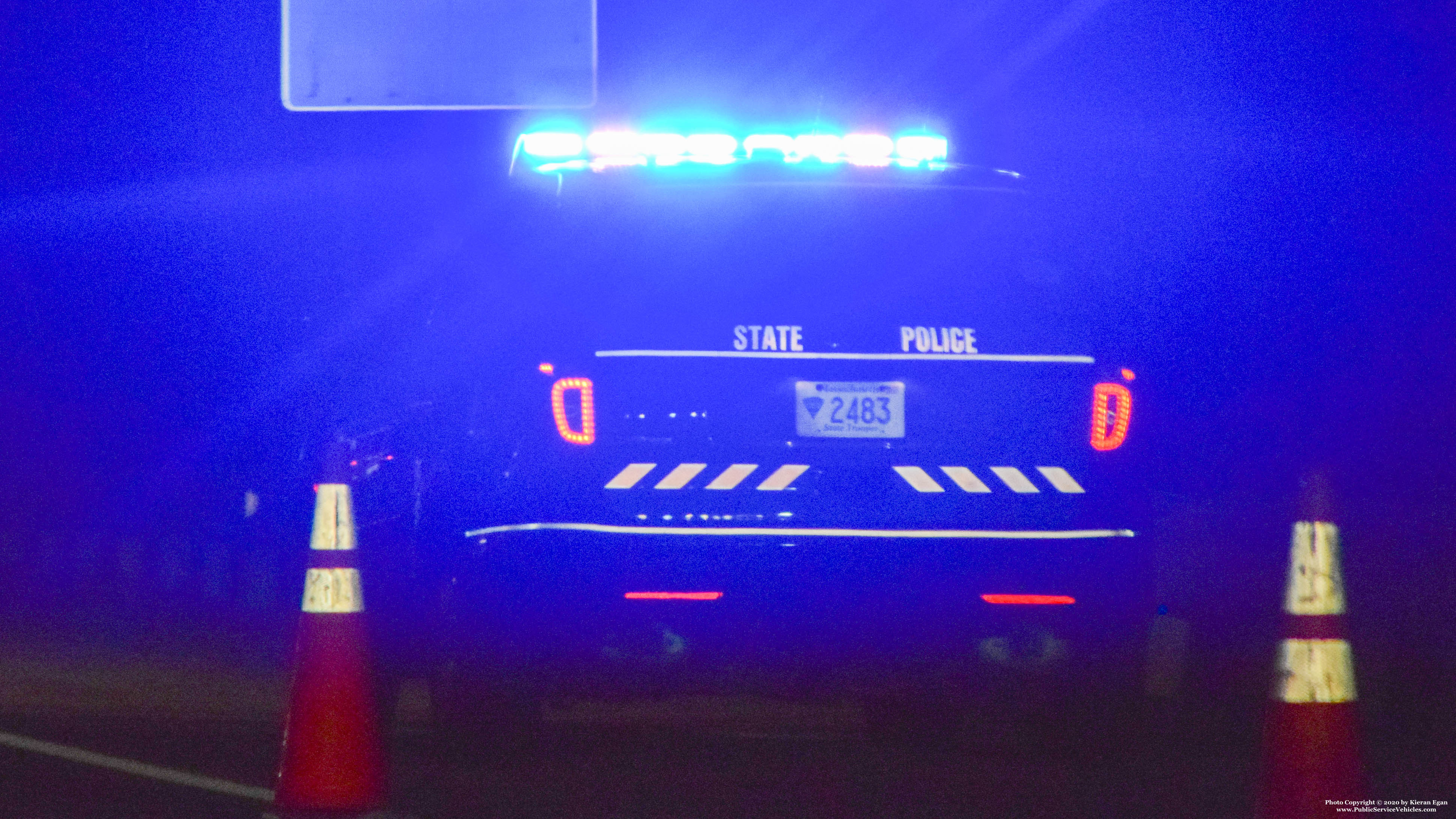 A photo  of Massachusetts State Police
            Cruiser 2483, a 2013-2015 Ford Police Interceptor Utility             taken by Kieran Egan