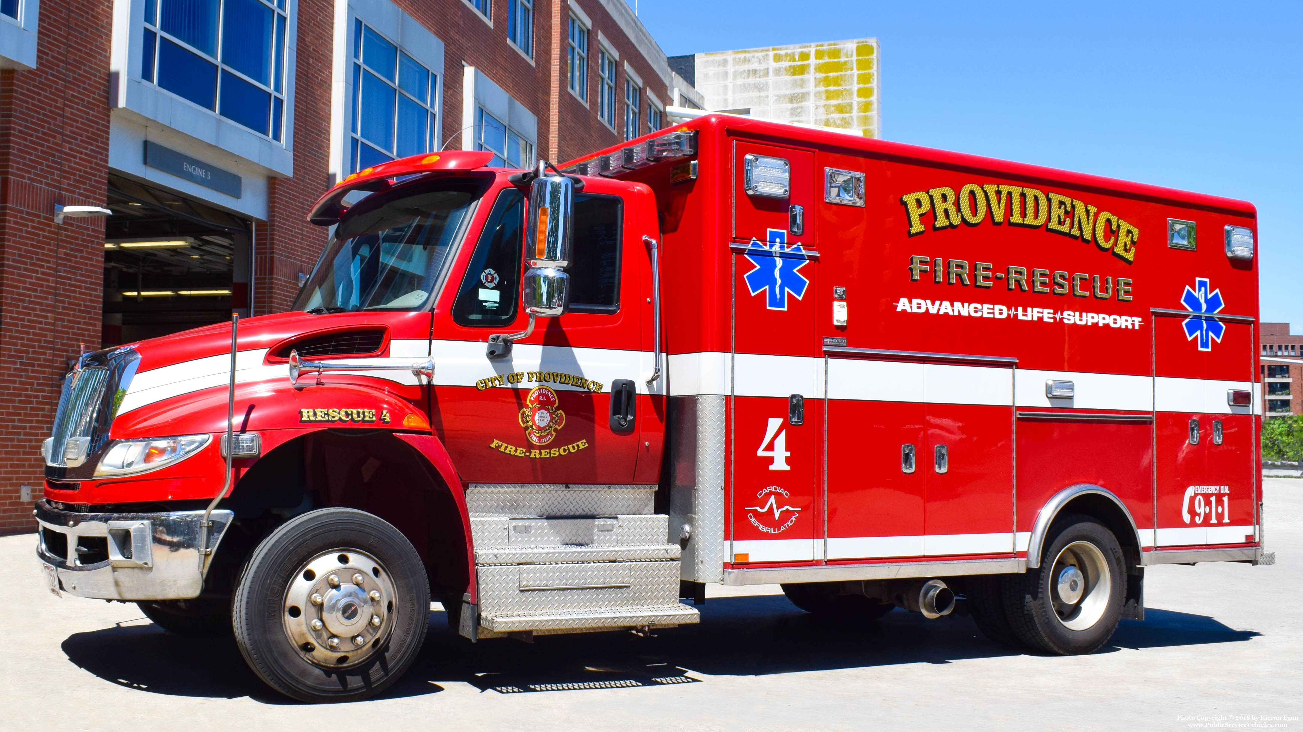 A photo  of Providence Fire
            Rescue 4, a 2009 International/Horton             taken by Kieran Egan