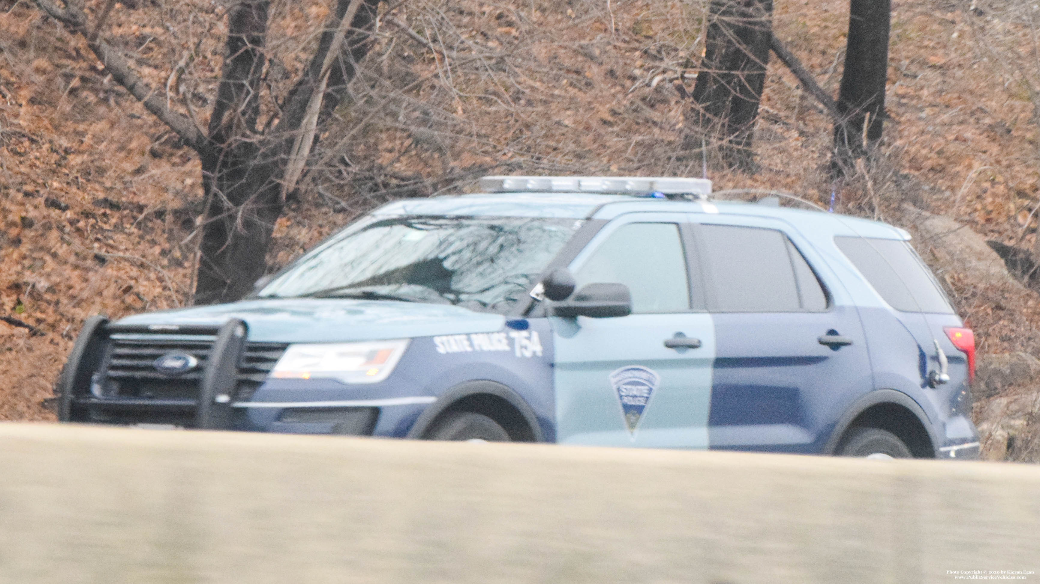 A photo  of Massachusetts State Police
            Cruiser 754, a 2016-2019 Ford Police Interceptor Utility             taken by Kieran Egan