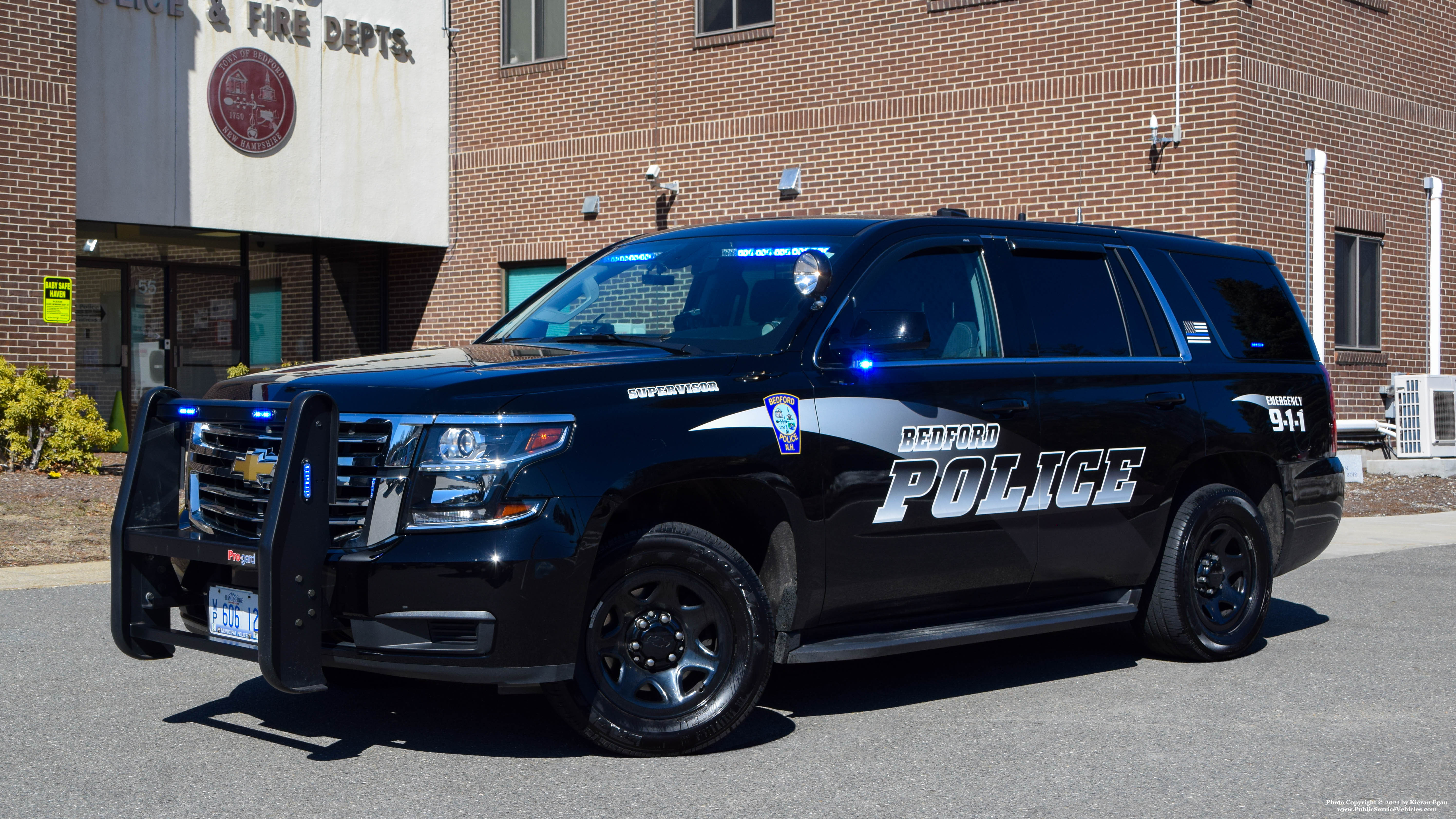 A photo  of Bedford Police
            Cruiser 12, a 2020 Chevrolet Tahoe             taken by Kieran Egan