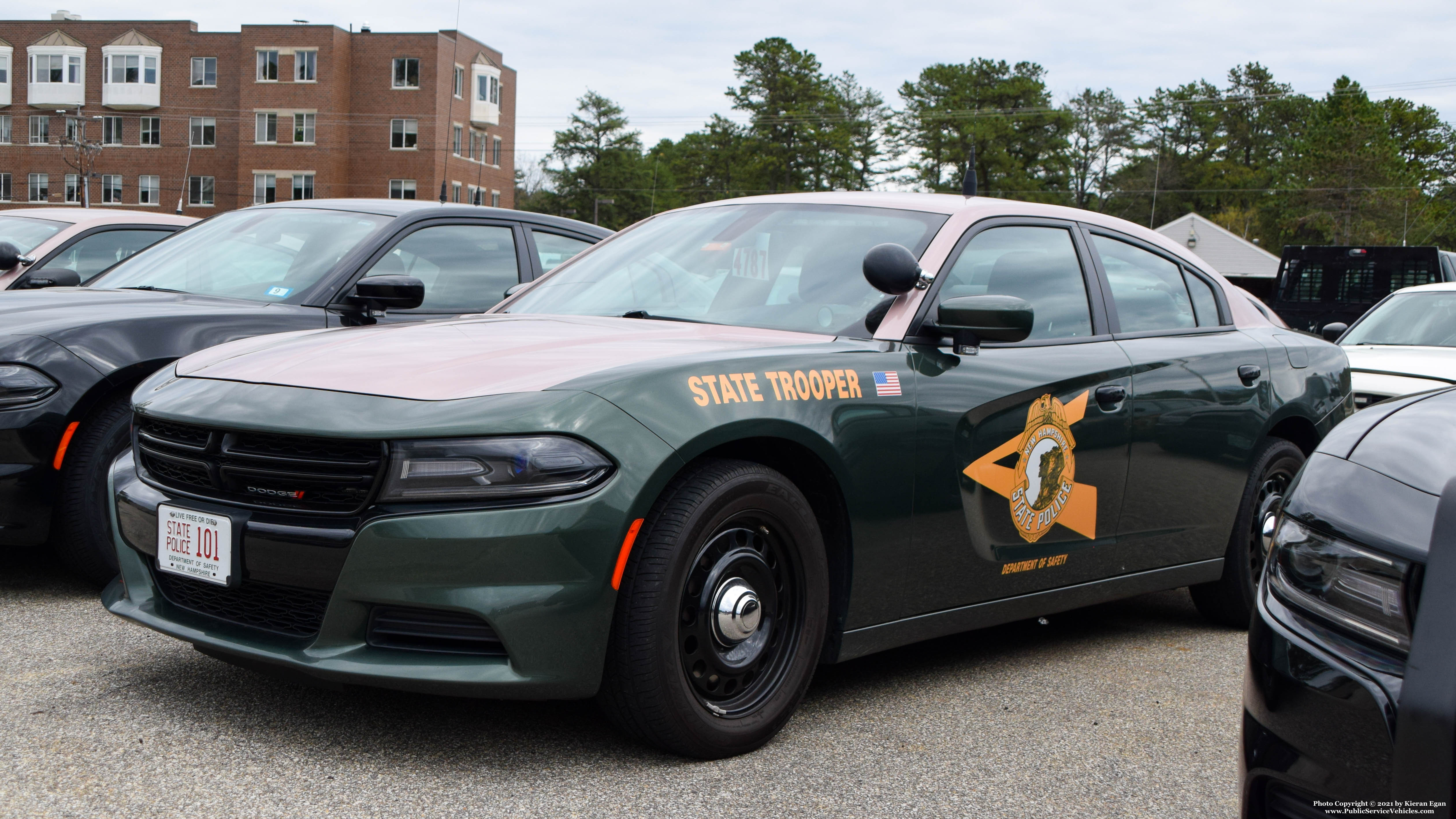 A photo  of New Hampshire State Police
            Cruiser 101, a 2017-2019 Dodge Charger             taken by Kieran Egan