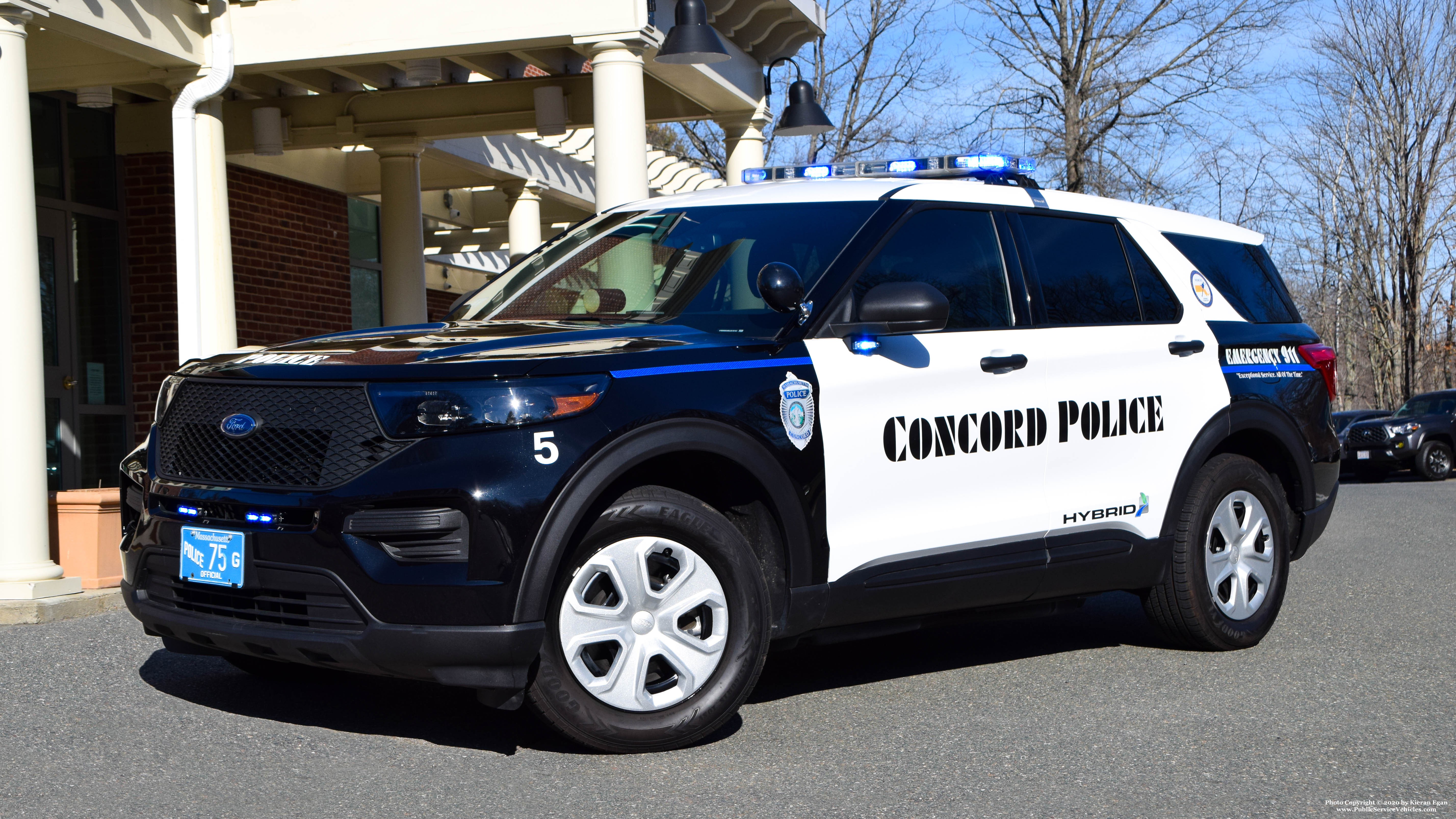 A photo  of Concord Police
            Car 5, a 2020 Ford Police Interceptor Utility Hybrid             taken by Kieran Egan