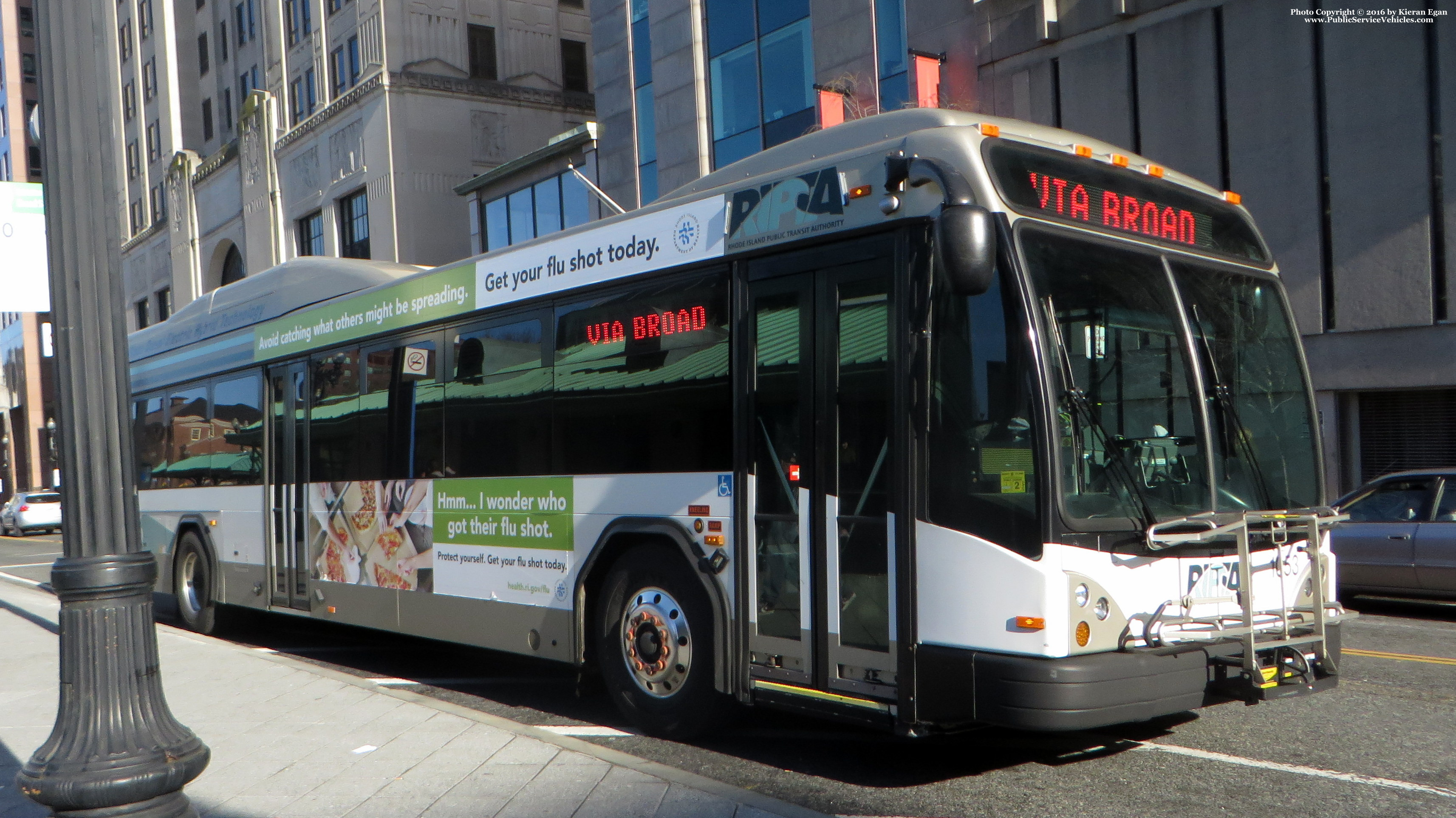 A photo  of Rhode Island Public Transit Authority
            Bus 1053, a 2010 Gillig BRT HEV             taken by Kieran Egan