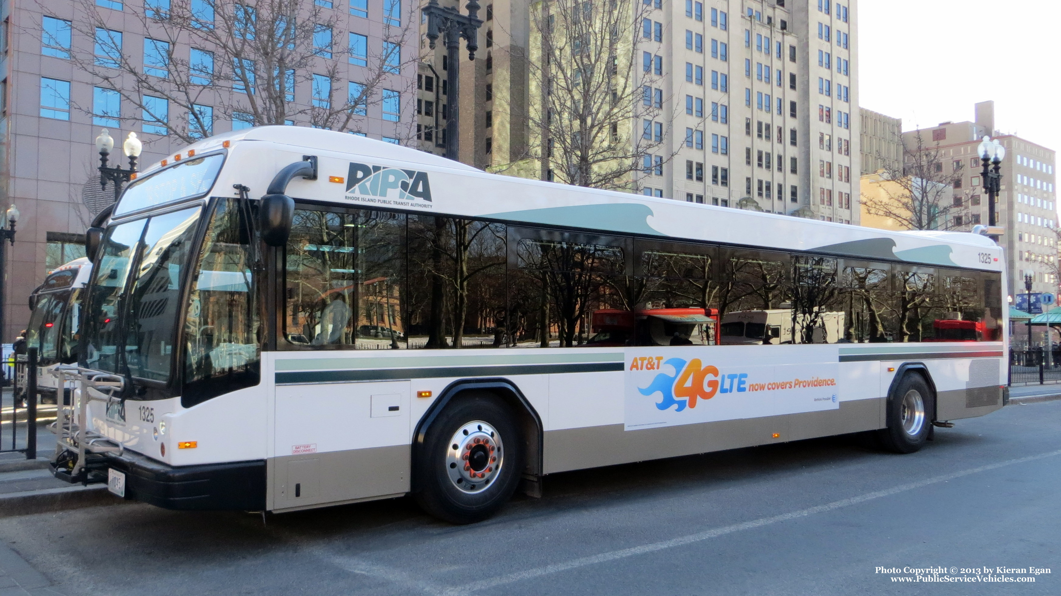 A photo  of Rhode Island Public Transit Authority
            Bus 1325, a 2013 Gillig BRT             taken by Kieran Egan