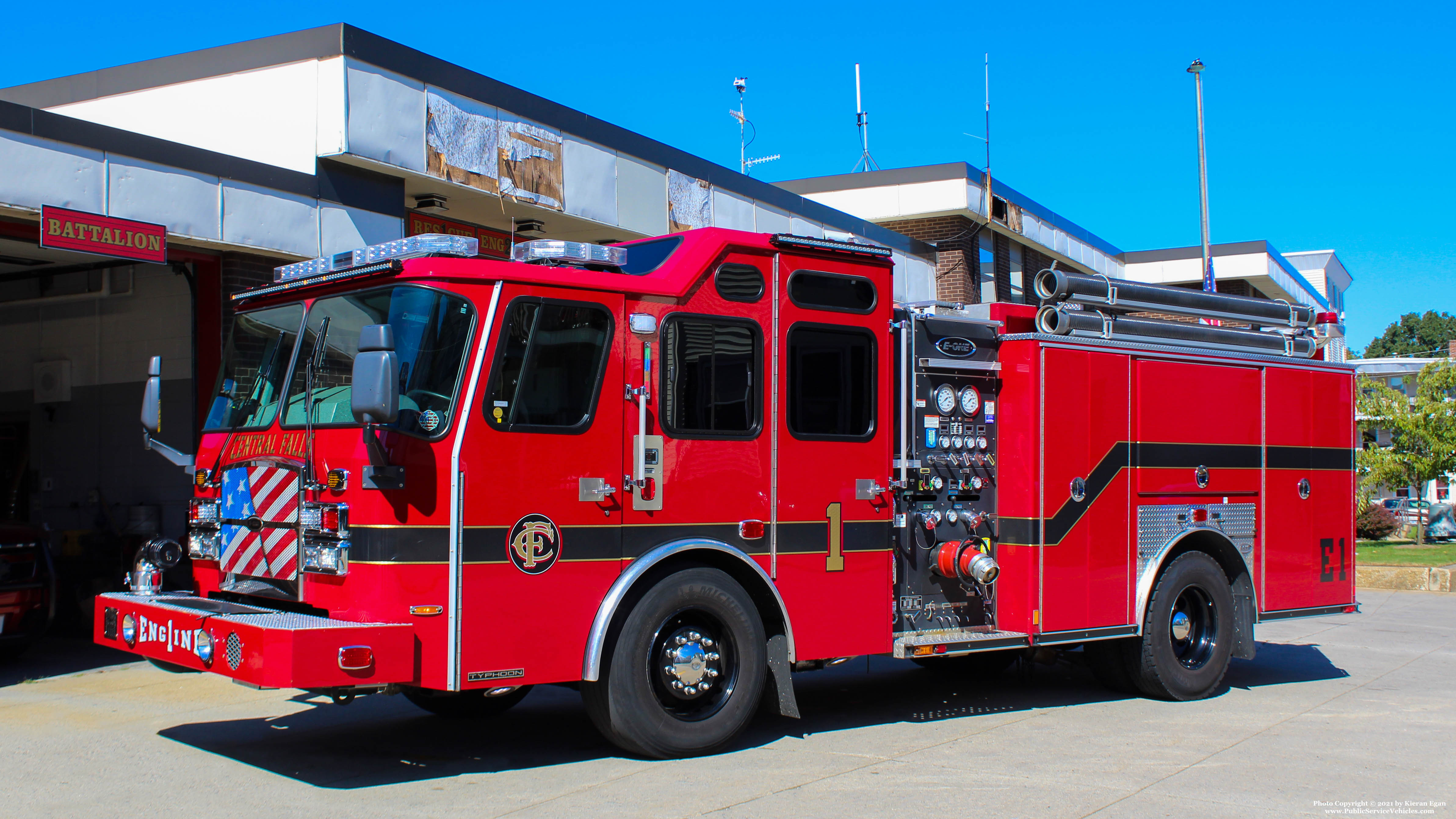 A photo  of Central Falls Fire
            Engine 1, a 2017 E-One Typhoon             taken by Kieran Egan