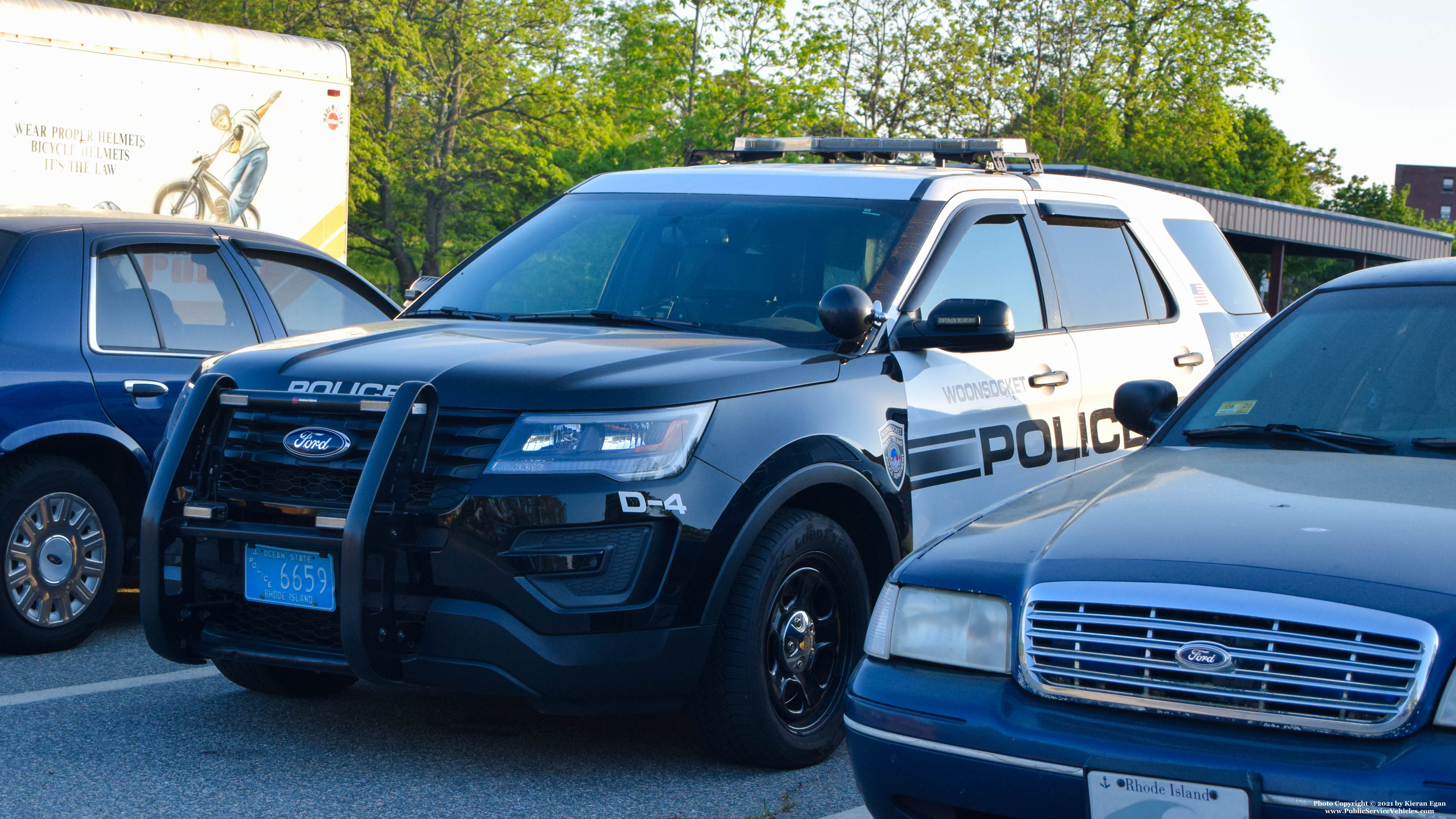 A photo  of Woonsocket Police
            D-4, a 2016-2019 Ford Police Interceptor Utility             taken by Kieran Egan
