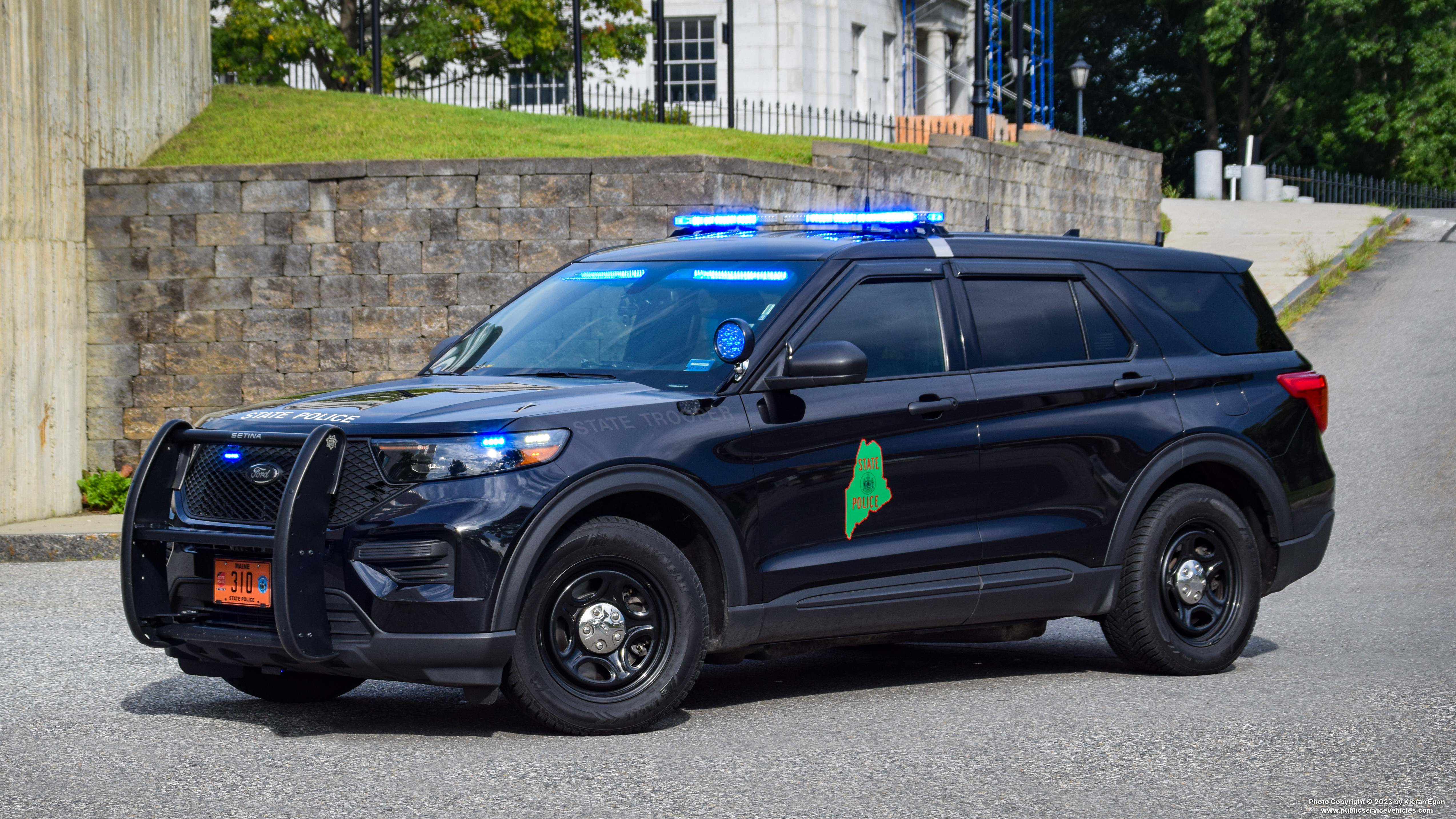 A photo  of Maine State Police
            Cruiser 310, a 2021 Ford Police Interceptor Utility             taken by Kieran Egan
