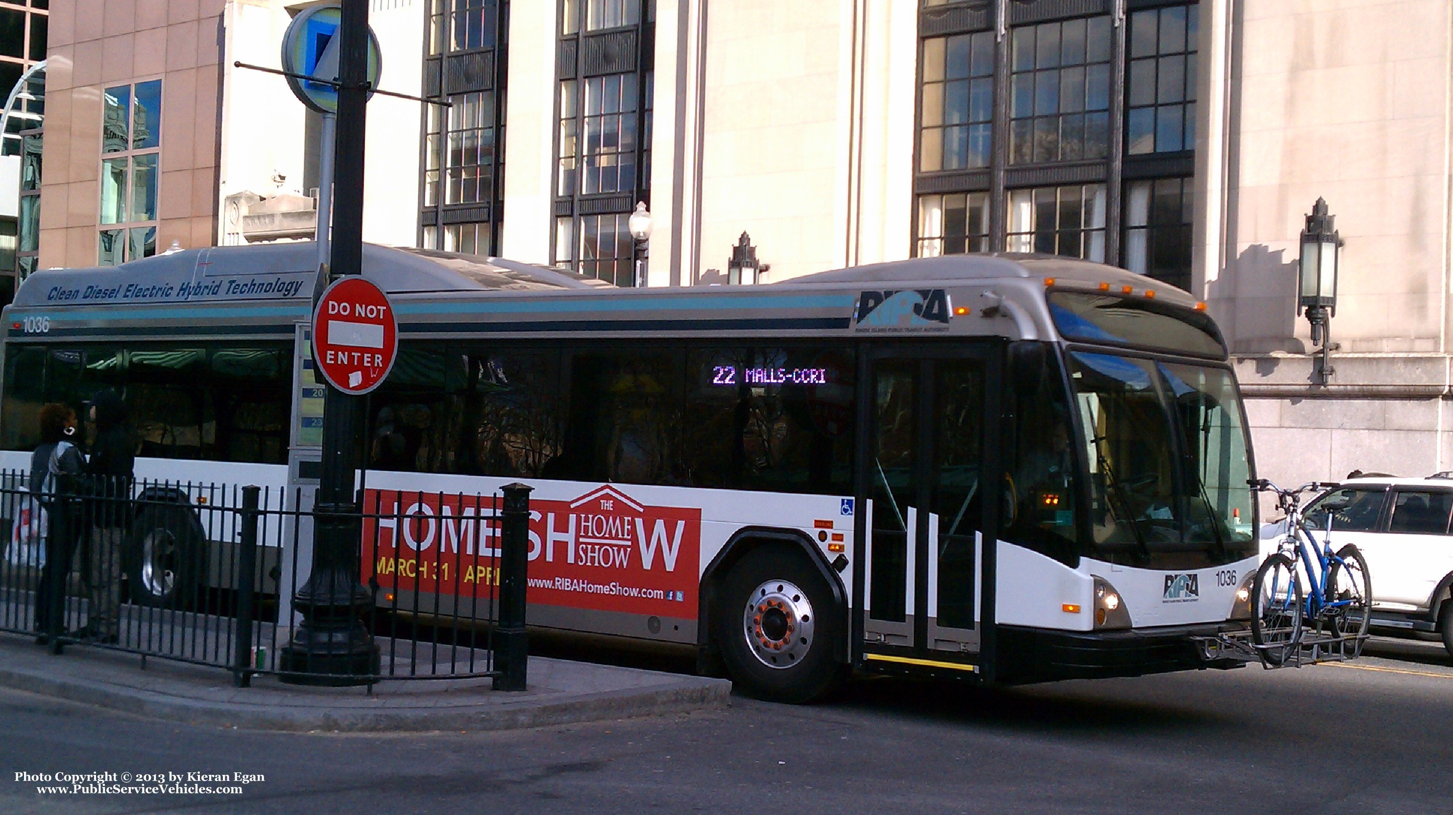 A photo  of Rhode Island Public Transit Authority
            Bus 1036, a 2010 Gillig BRT HEV             taken by Kieran Egan