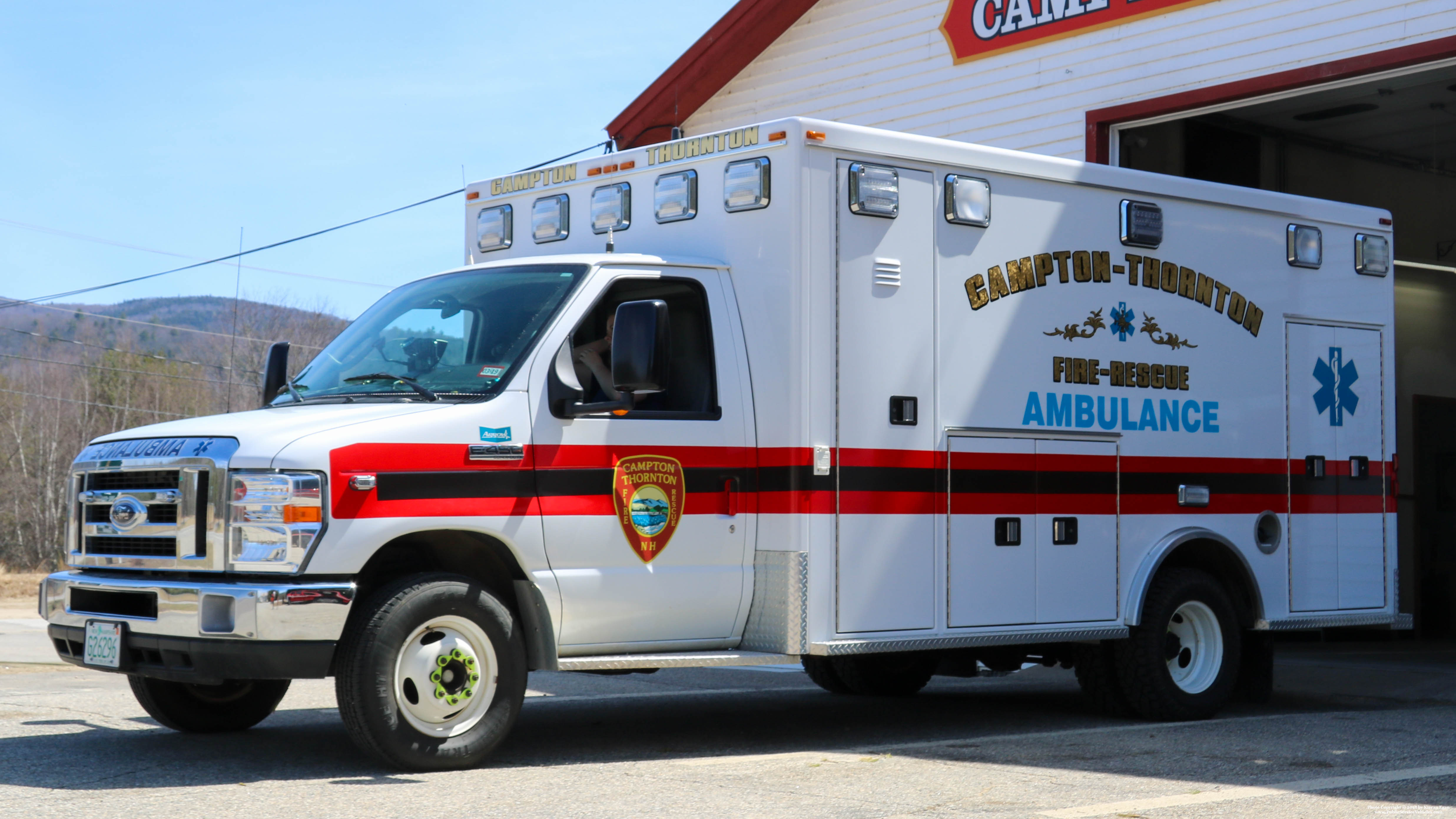 A photo  of Campton-Thornton Fire
            35 Ambulance 2, a 2012 Ford E-450             taken by Kieran Egan