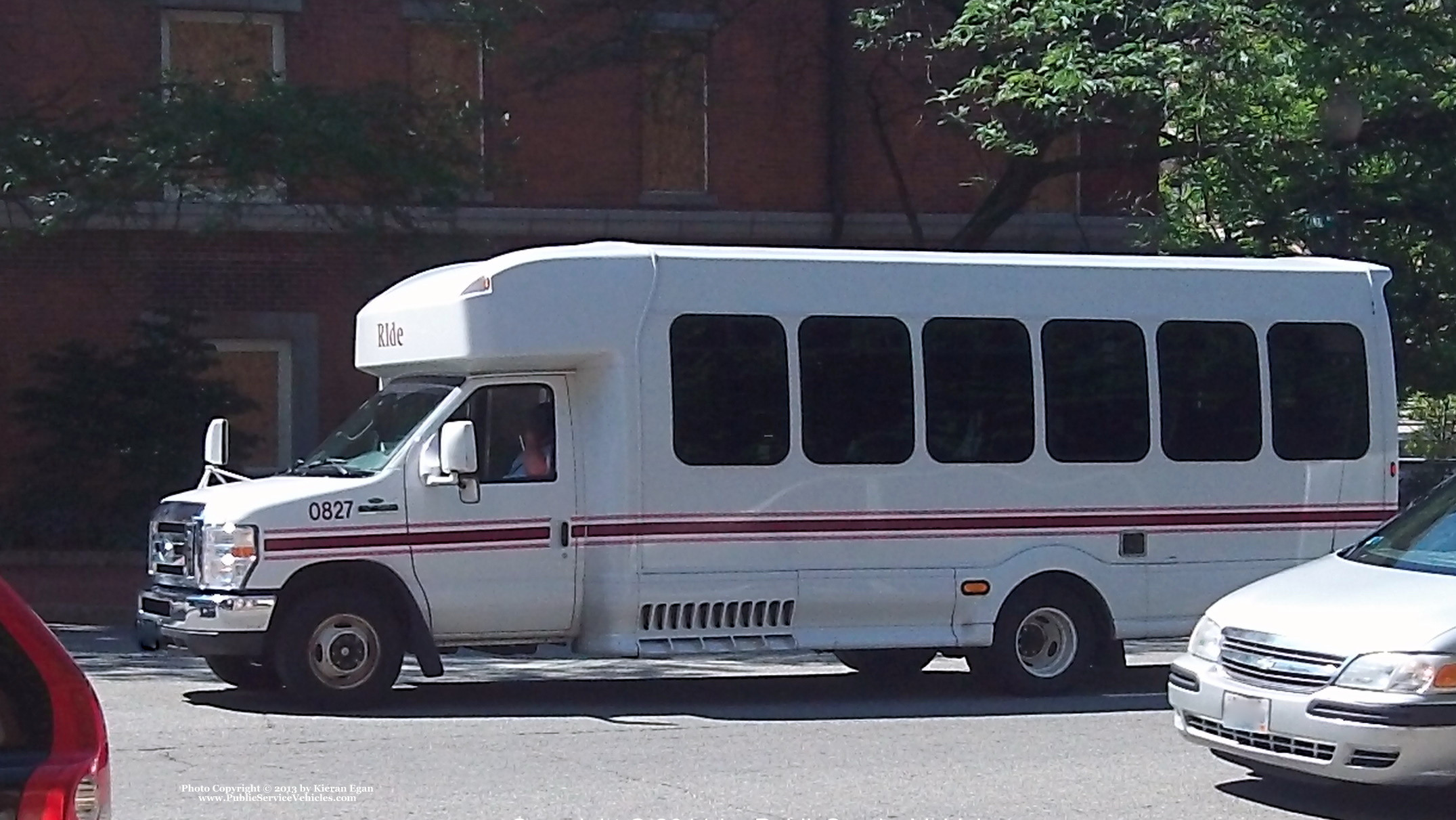A photo  of Rhode Island Public Transit Authority
            Paratransit Bus 0827, a 2008 Ford E-450 Bus             taken by Kieran Egan