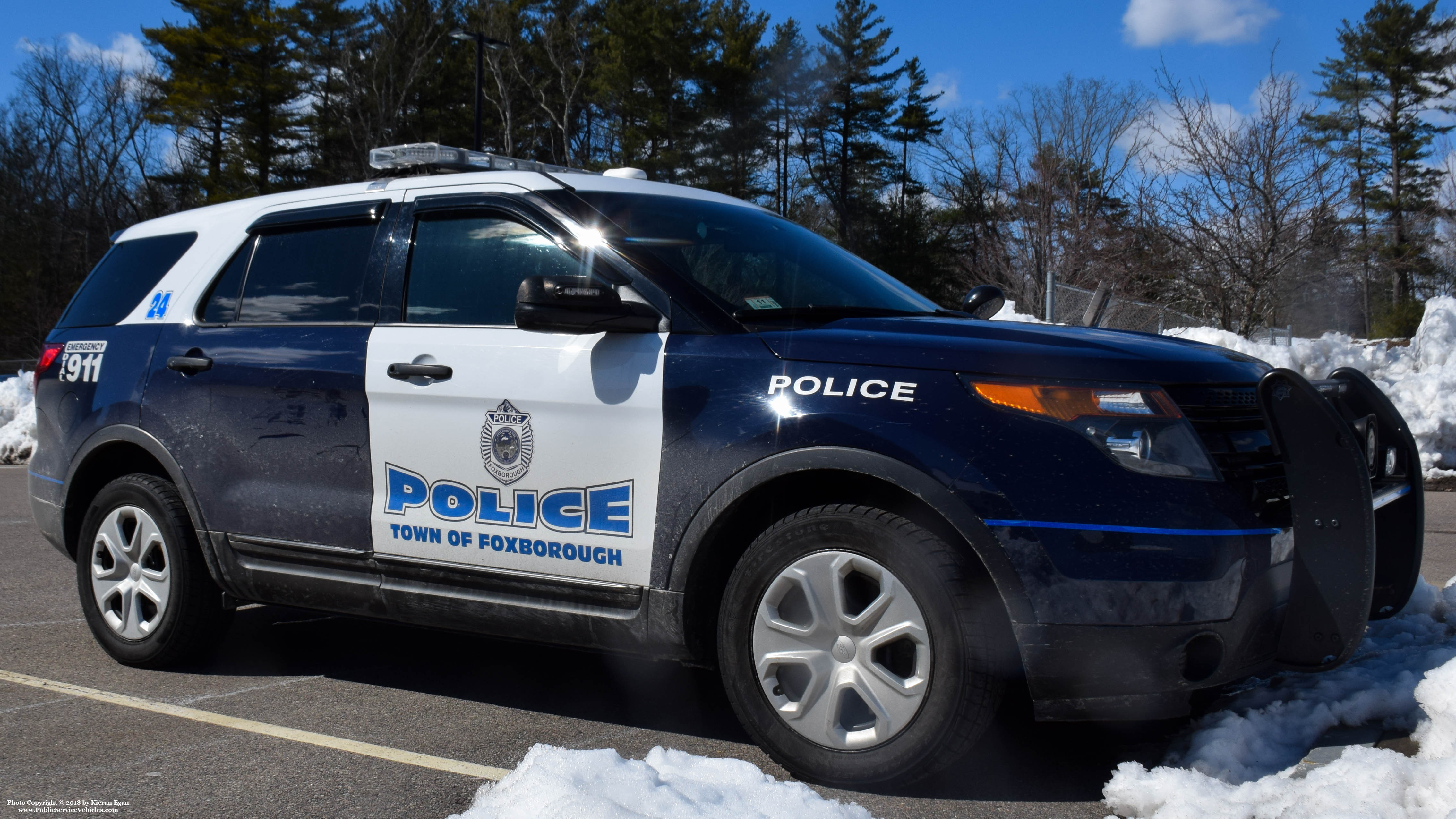 A photo  of Foxborough Police
            Cruiser 24, a 2015 Ford Police Interceptor Utility             taken by Kieran Egan