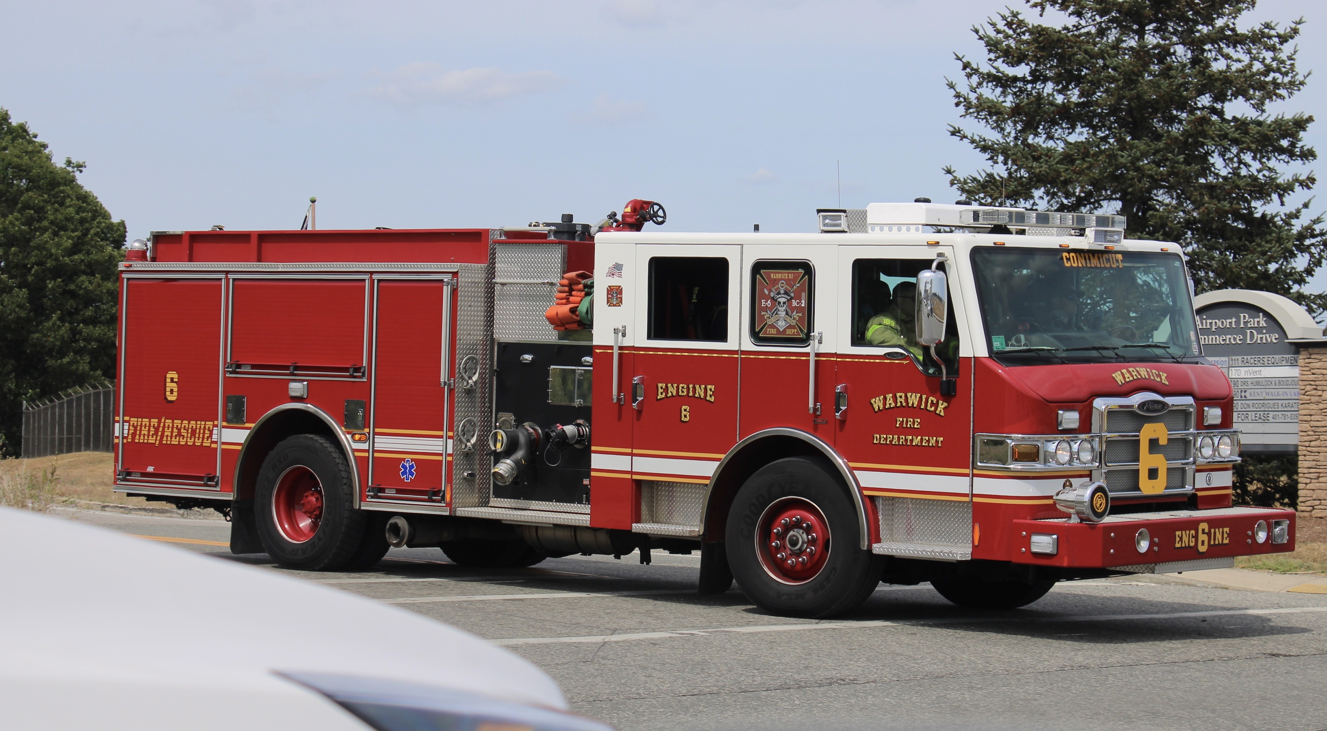 A photo  of Warwick Fire
            Engine 6, a 2012 Pierce Velocity             taken by @riemergencyvehicles