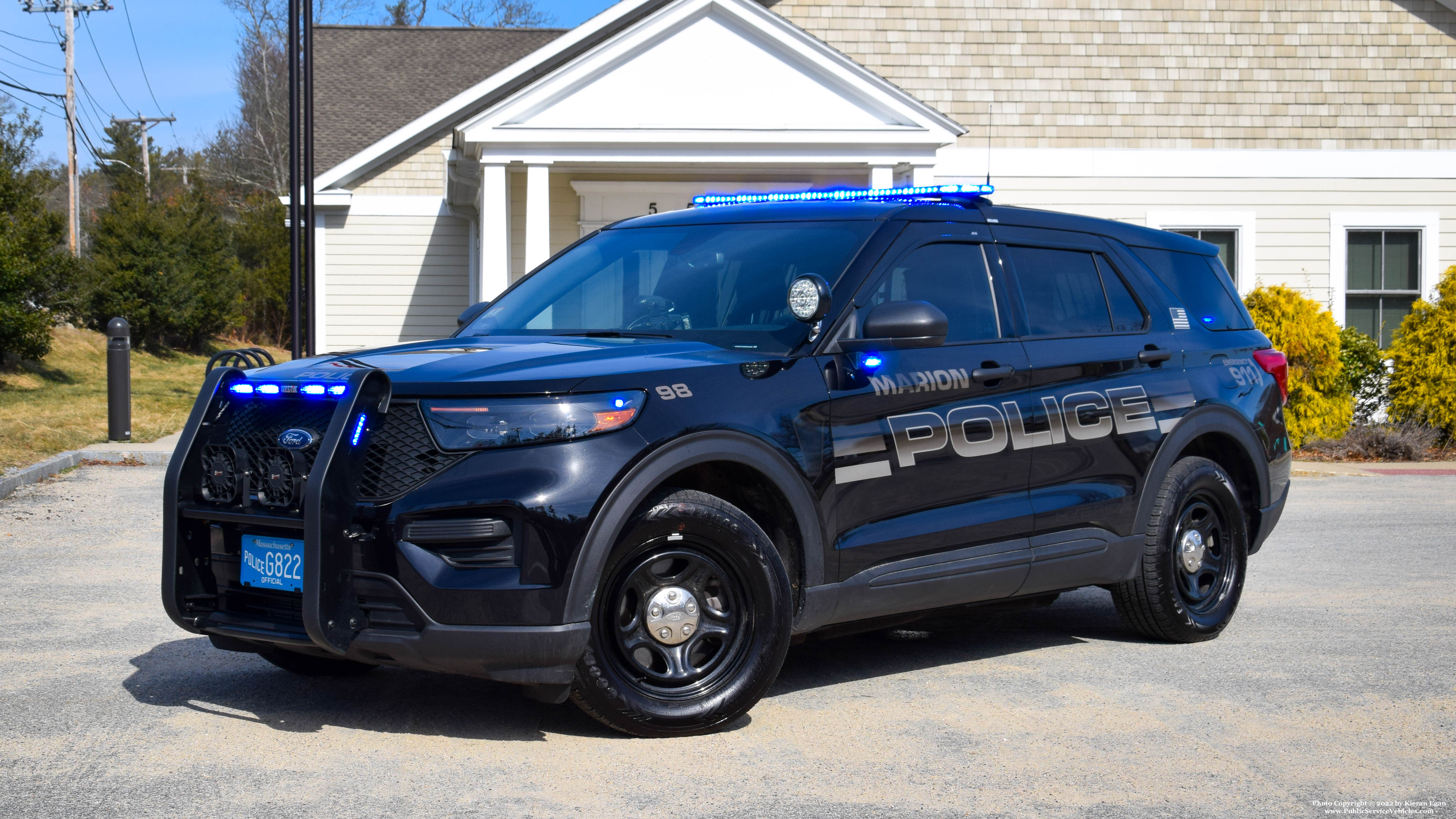 A photo  of Marion Police
            Cruiser 98, a 2021 Ford Police Interceptor Utility Hybrid             taken by Kieran Egan