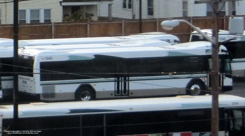 A photo  of Rhode Island Public Transit Authority
            Bus 1343, a 2013 Gillig BRT             taken by Kieran Egan