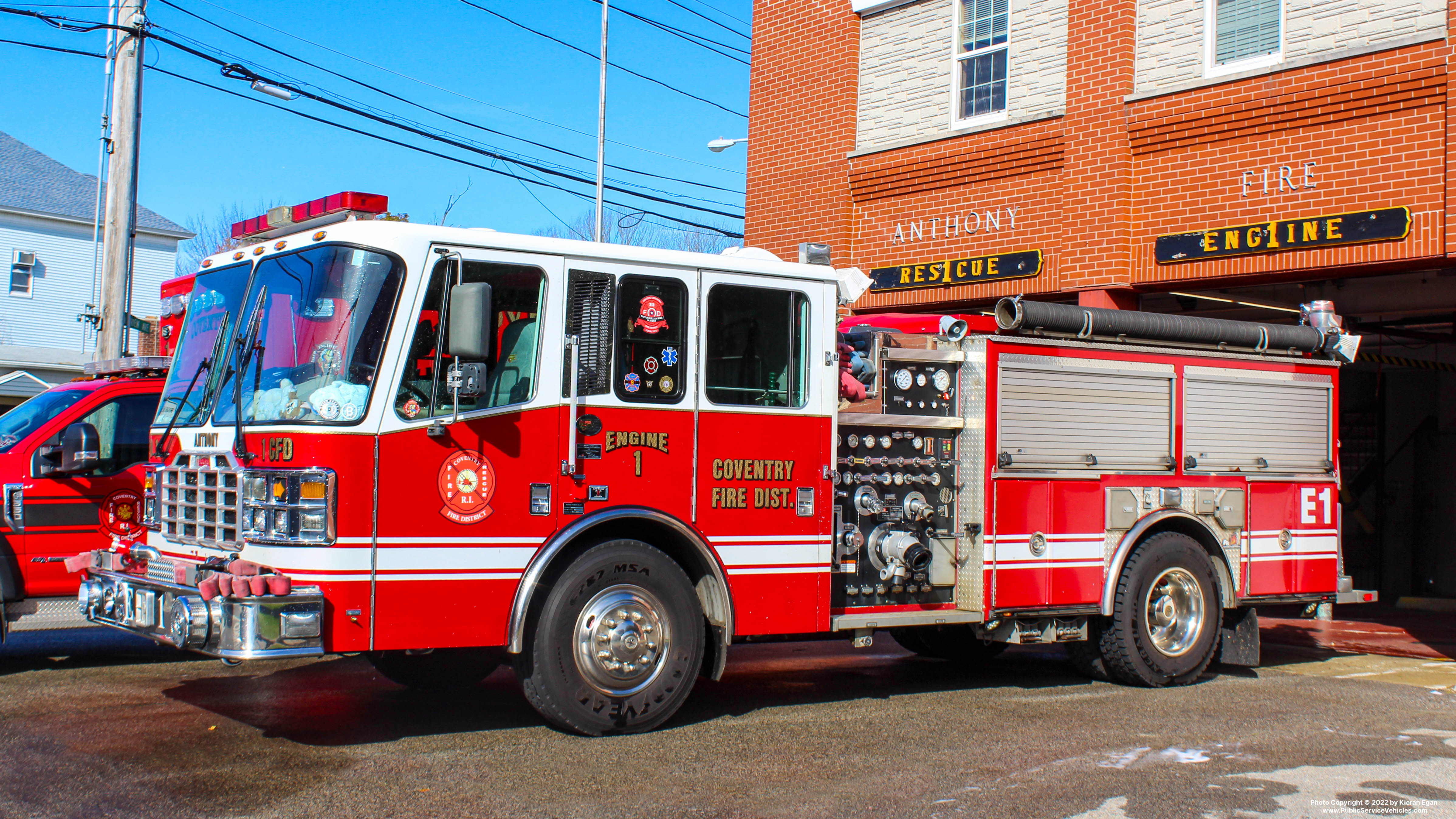 A photo  of Coventry Fire District
            Engine 1, a 2001 Ferrara Inferno             taken by Kieran Egan