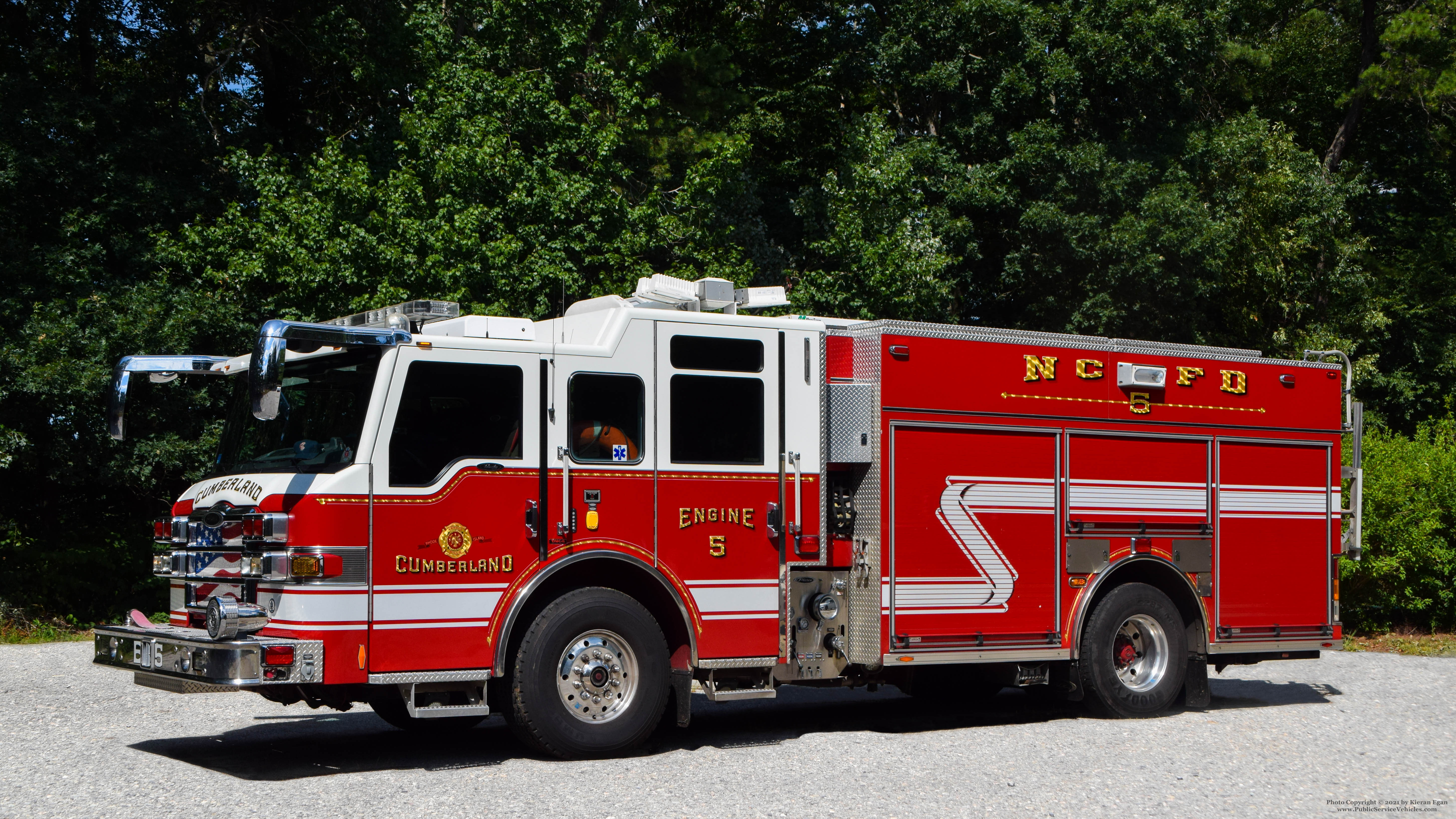 A photo  of Cumberland Fire
            Engine 5, a 2009 Pierce Velocity PUC             taken by Kieran Egan