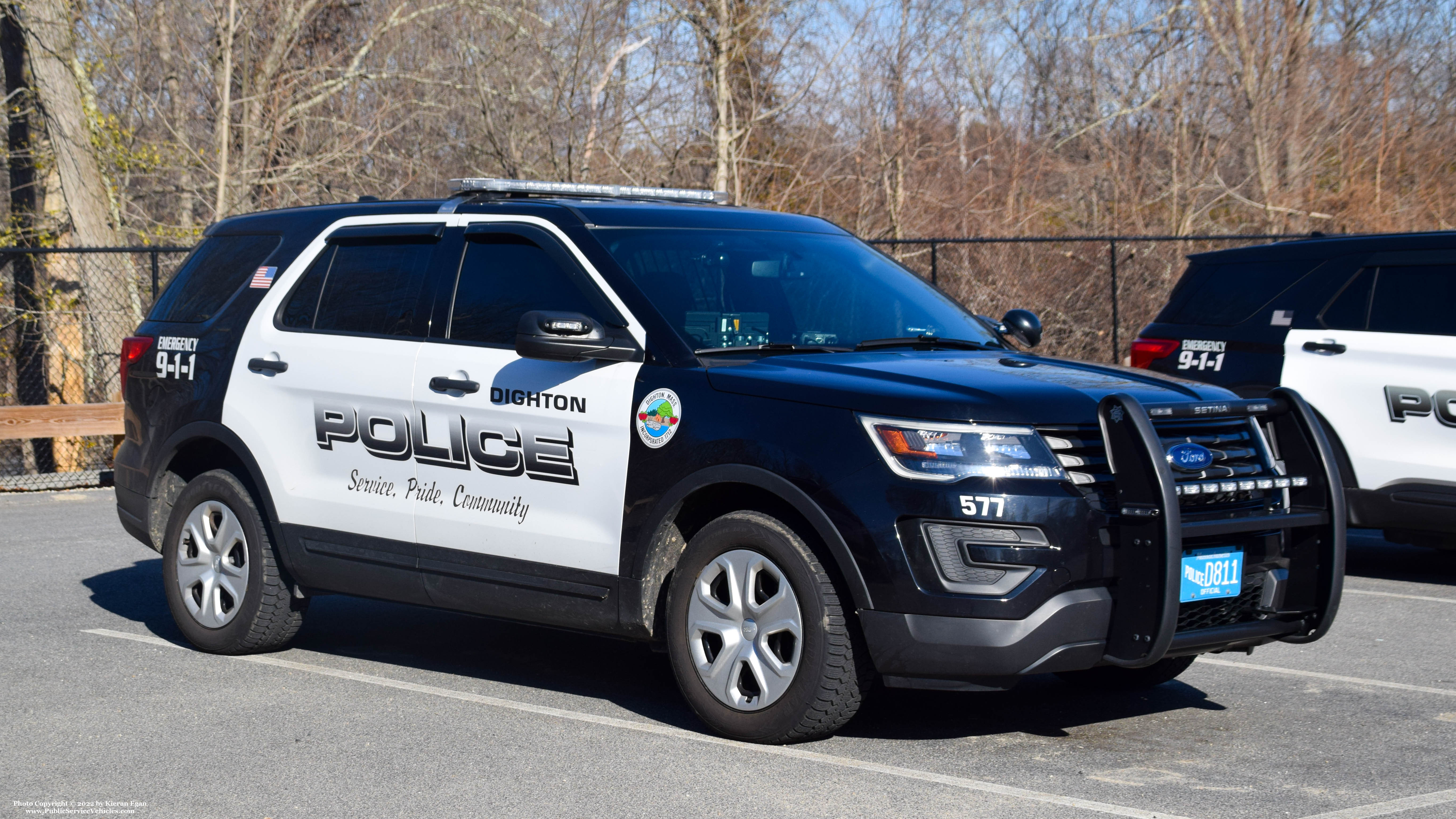 A photo  of Dighton Police
            Cruiser 577, a 2019 Ford Police Interceptor Utility             taken by Kieran Egan