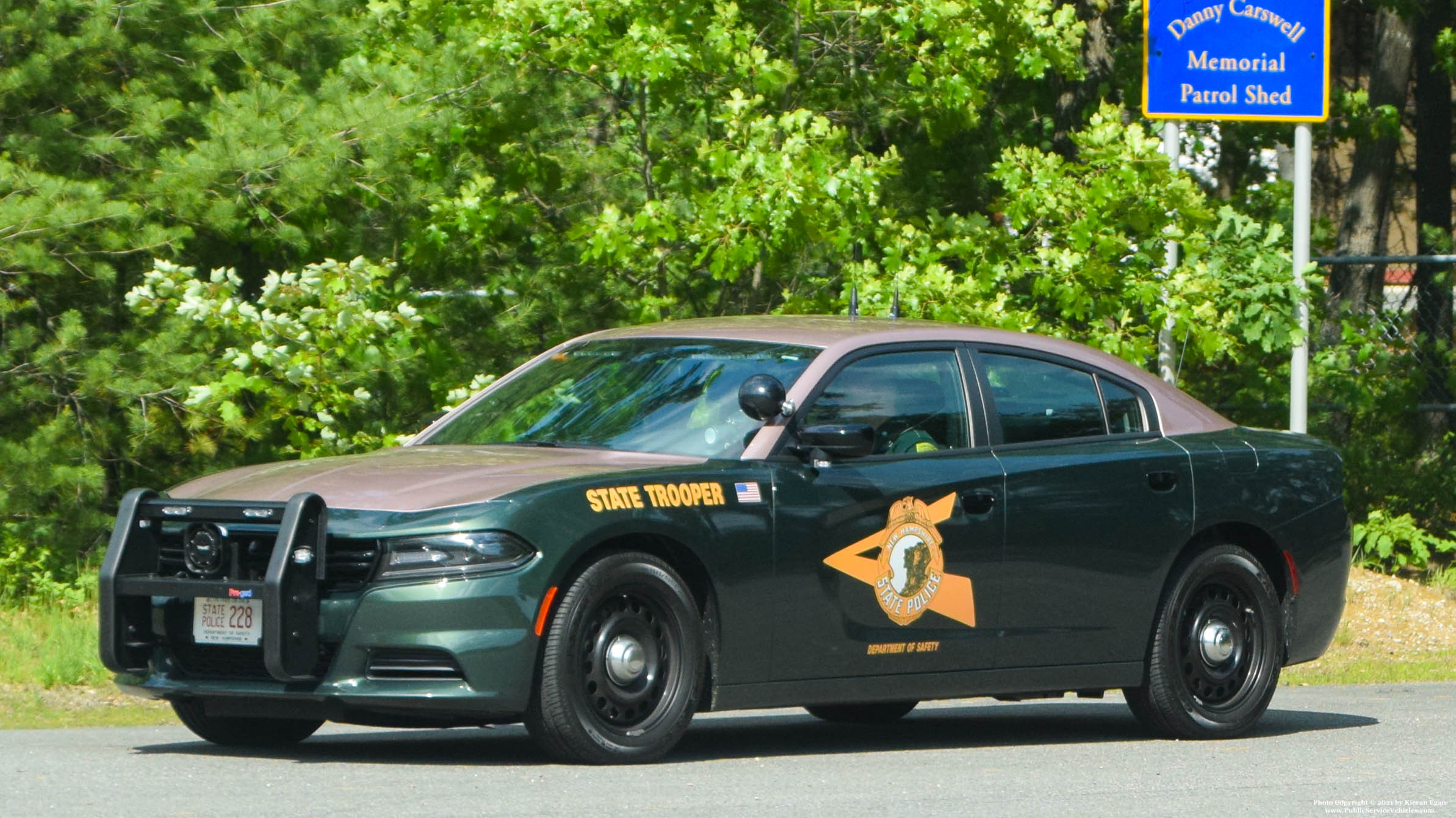A photo  of New Hampshire State Police
            Cruiser 228, a 2020 Dodge Charger             taken by Kieran Egan