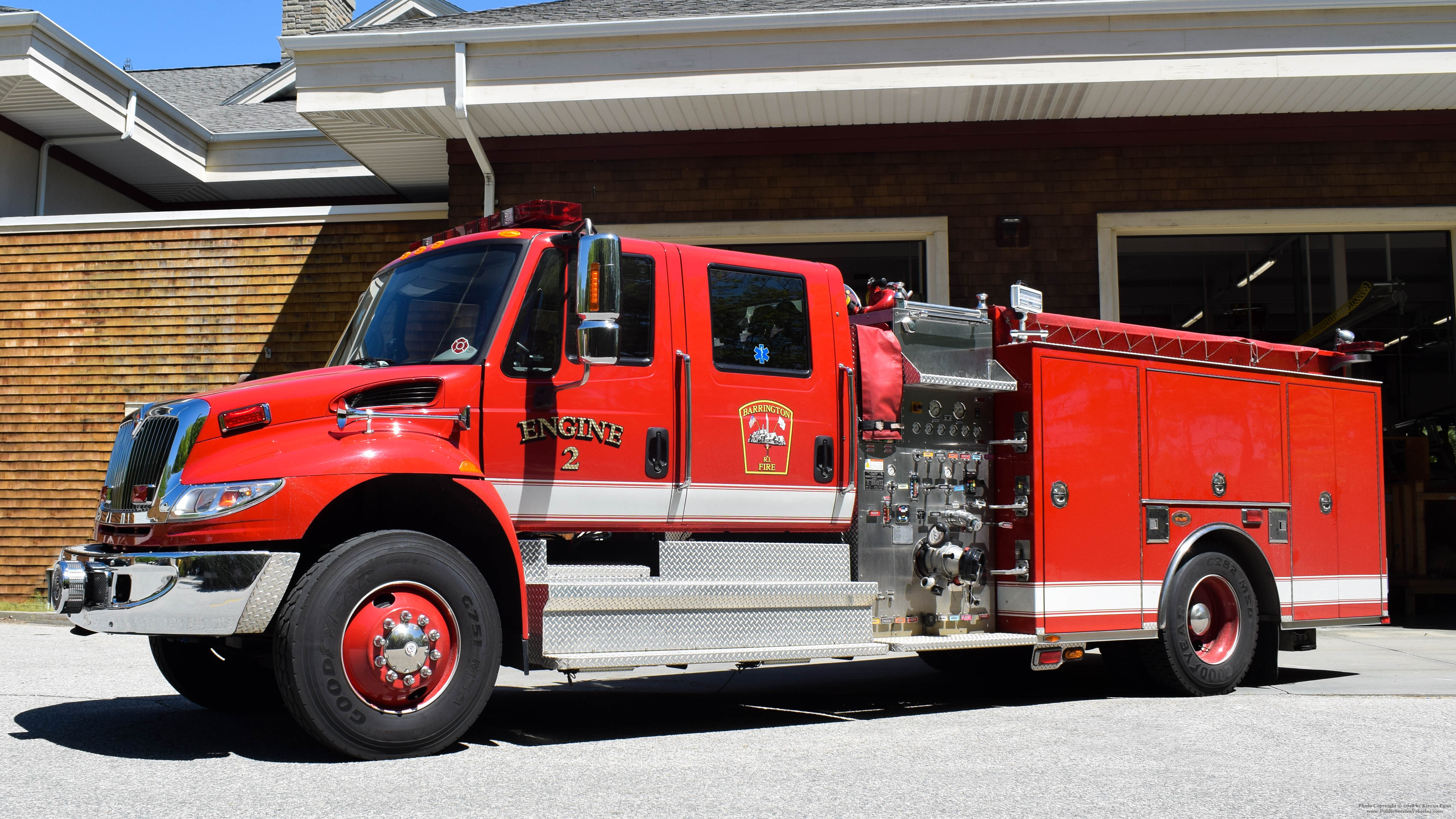 A photo  of Barrington Fire
            Engine 2, a 2009 International/KME             taken by Kieran Egan