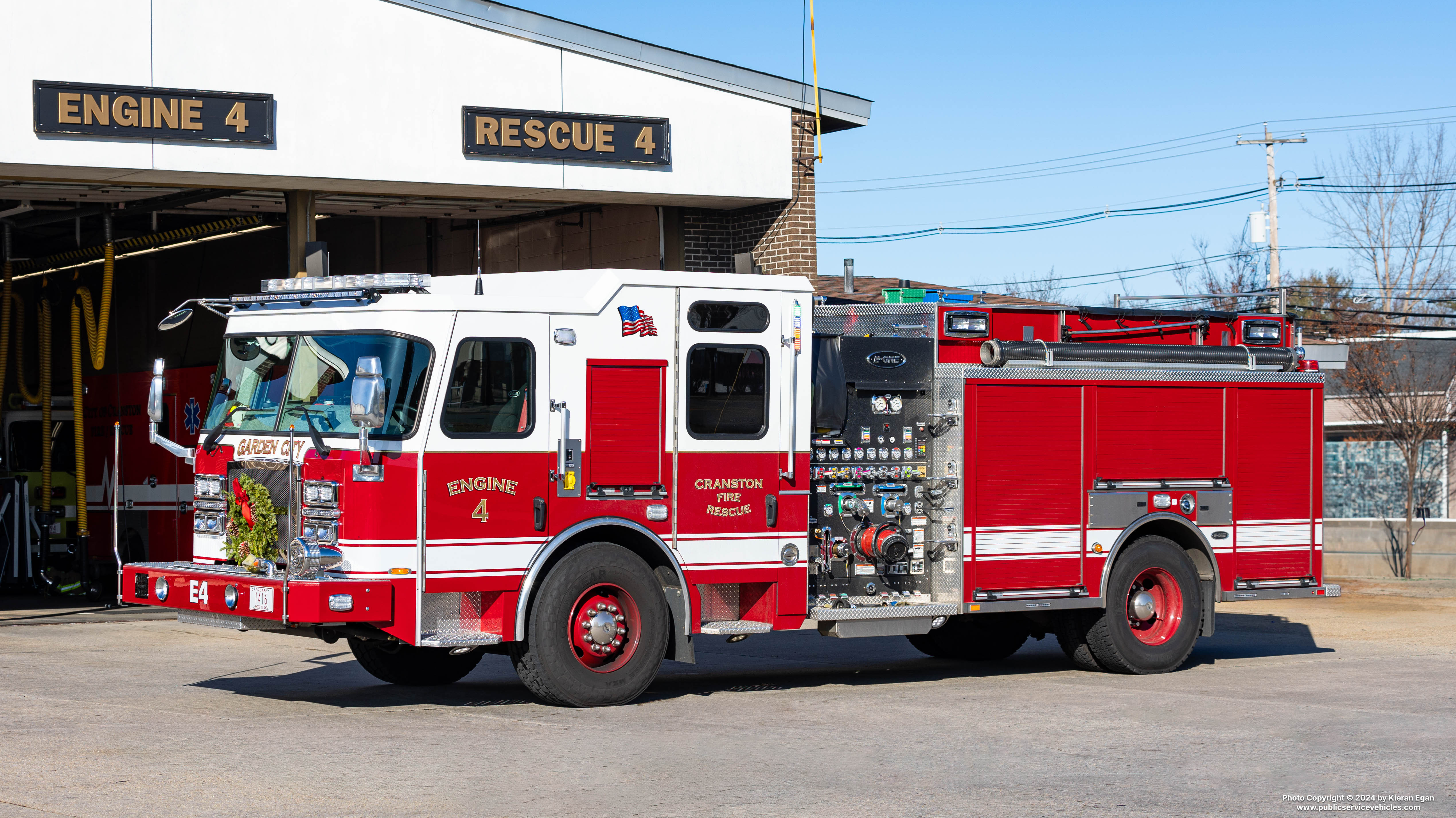 A photo  of Cranston Fire
            Engine 4, a 2023 E-One Cyclone             taken by Kieran Egan