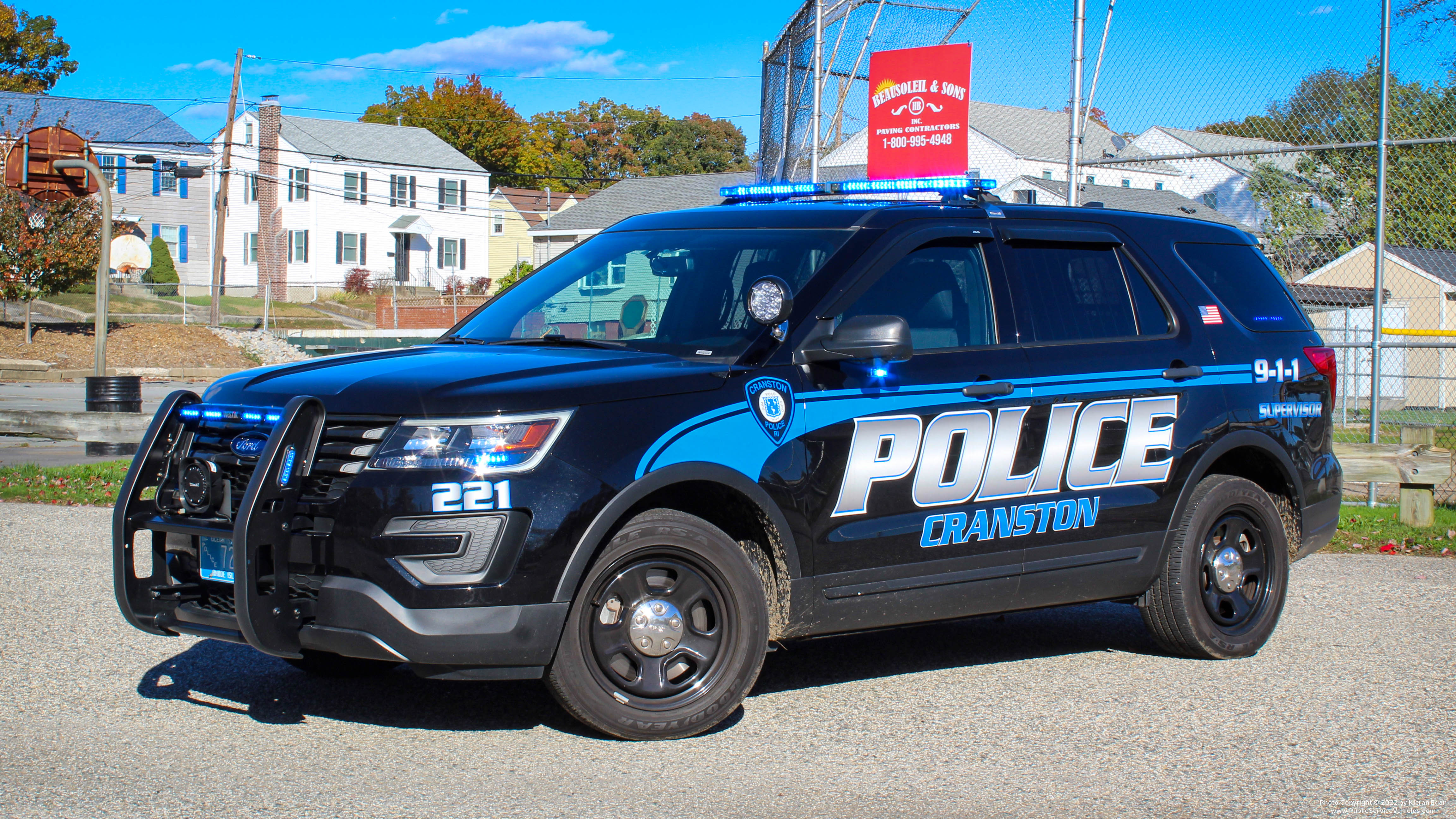 A photo  of Cranston Police
            Cruiser 221, a 2019 Ford Police Interceptor Utility             taken by Kieran Egan
