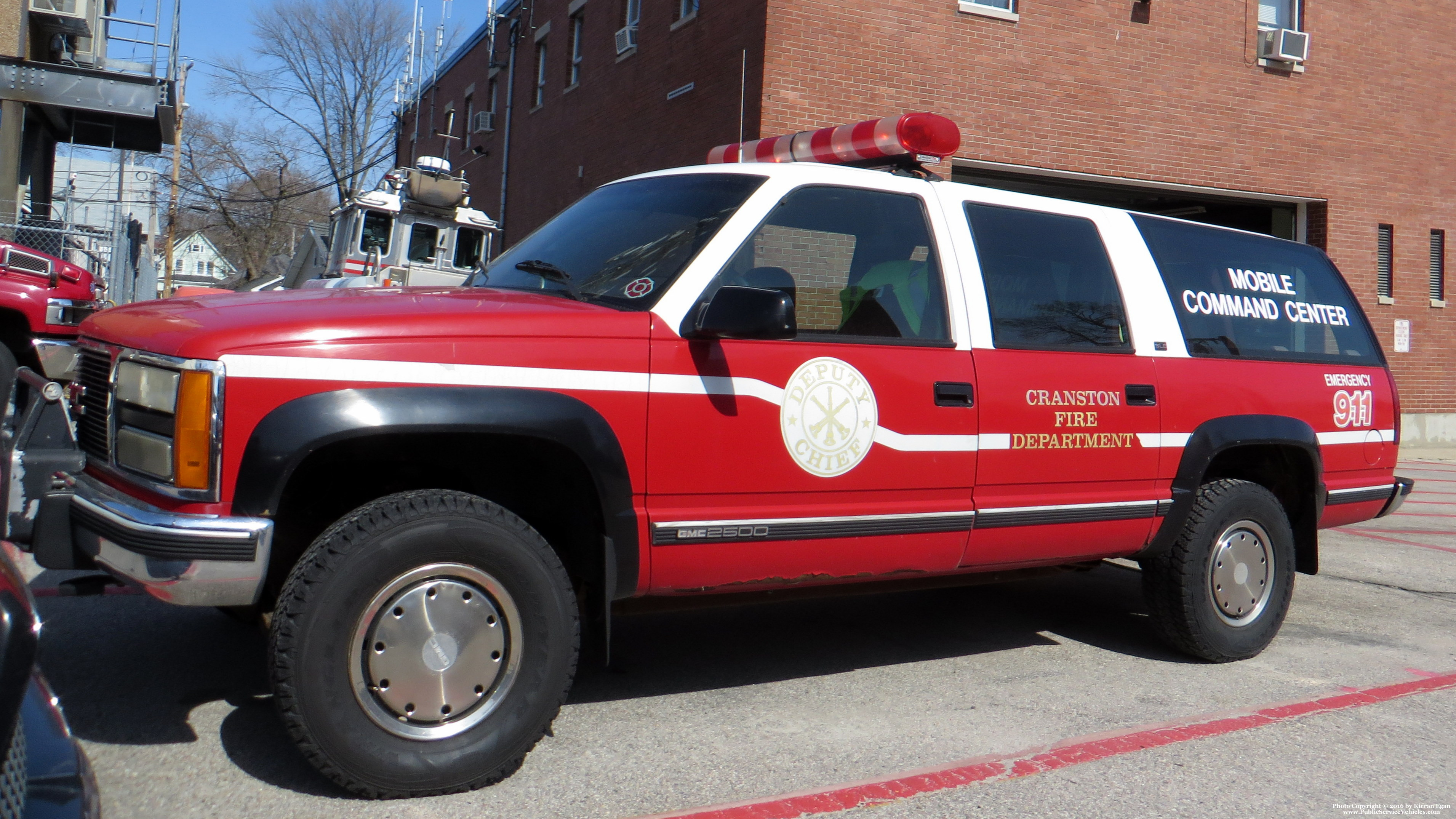 A photo  of Cranston Fire
            Spare Car, a 1992-1999 GMC Suburban 2500HD             taken by Kieran Egan