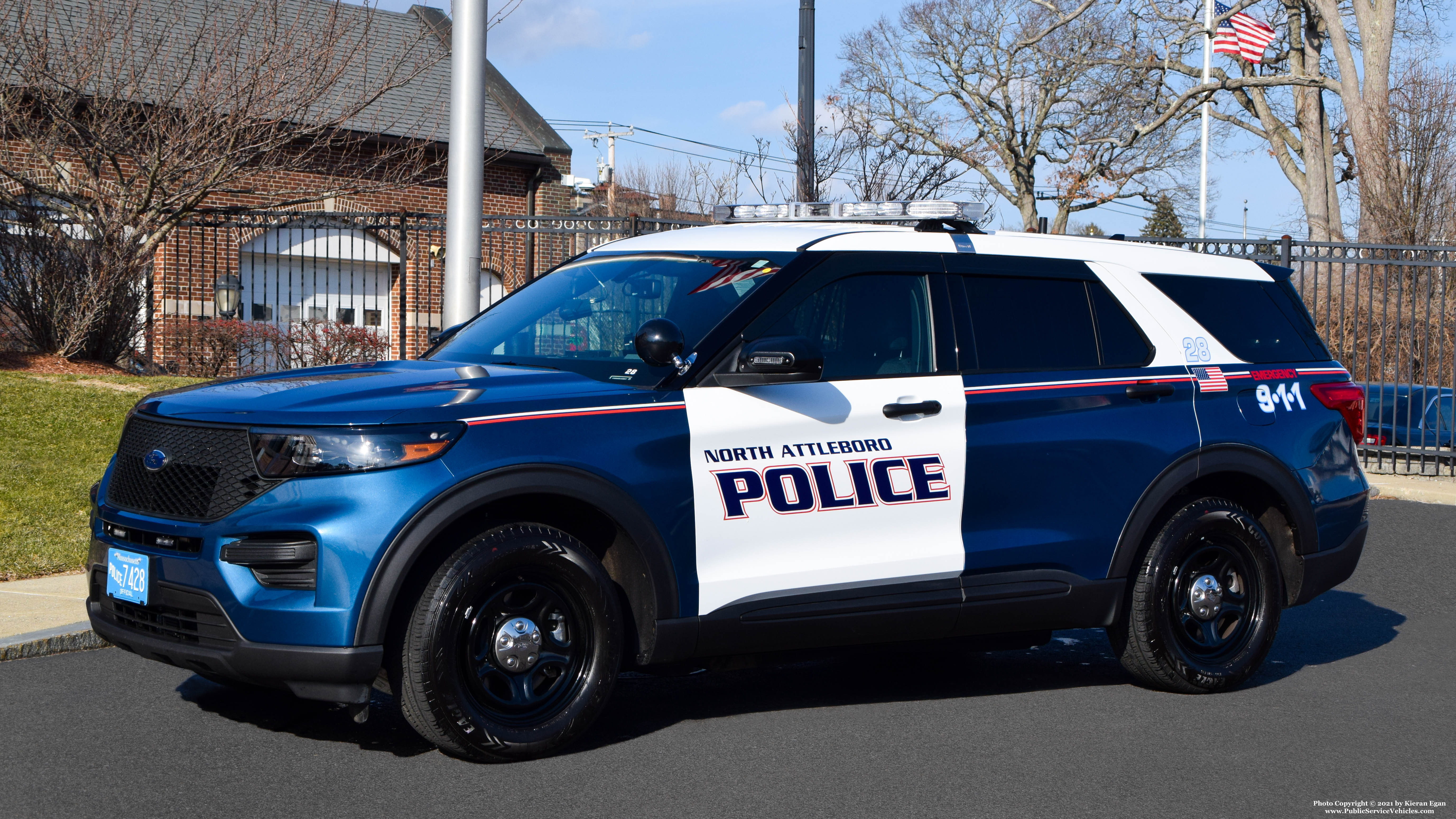 A photo  of North Attleborough Police
            Cruiser 28, a 2020 Ford Police Interceptor Utility             taken by Kieran Egan