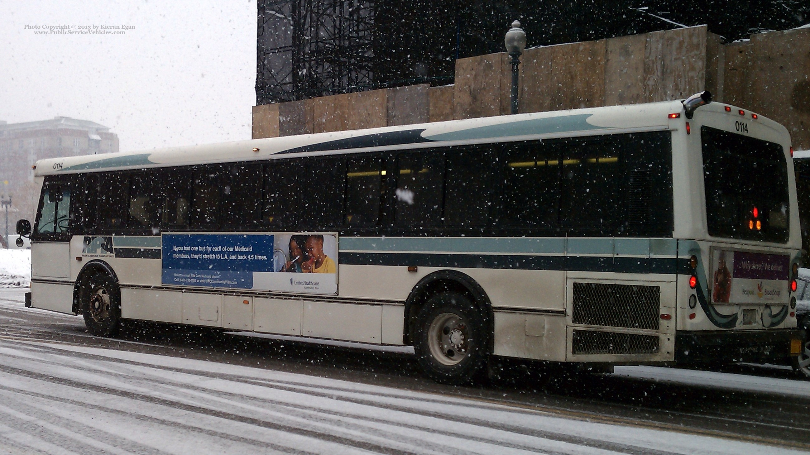 A photo  of Rhode Island Public Transit Authority
            Bus 0114, a 2001 Orion V 05.501             taken by Kieran Egan