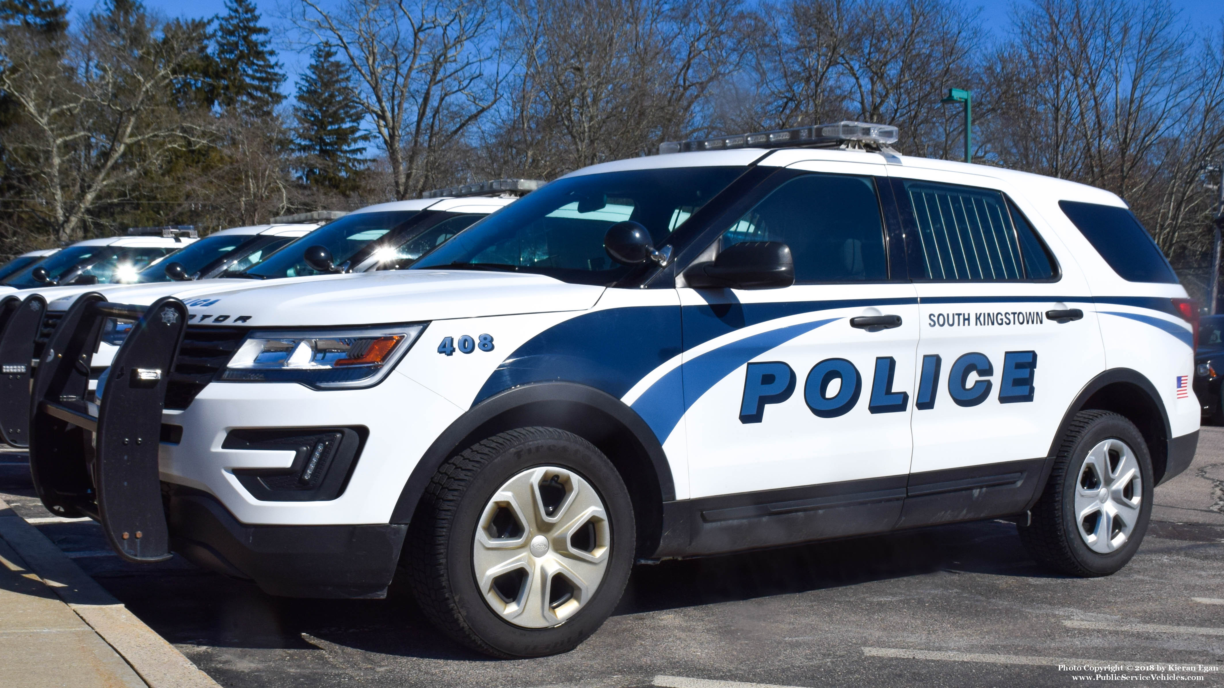 A photo  of South Kingstown Police
            Cruiser 408, a 2018 Ford Police Interceptor Utility             taken by Kieran Egan