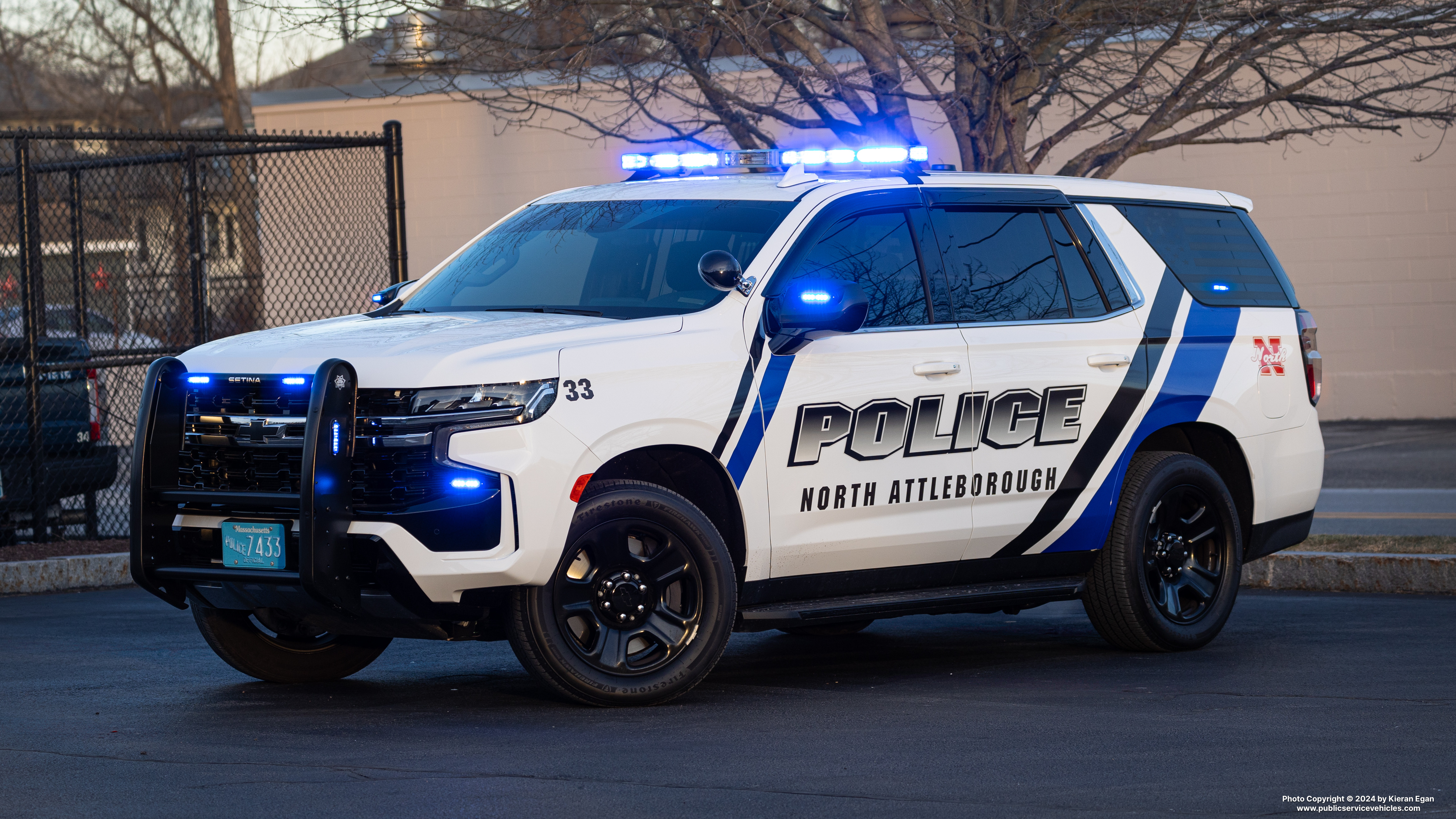 A photo  of North Attleborough Police
            Cruiser 33, a 2023 Chevrolet Tahoe PPV             taken by Kieran Egan