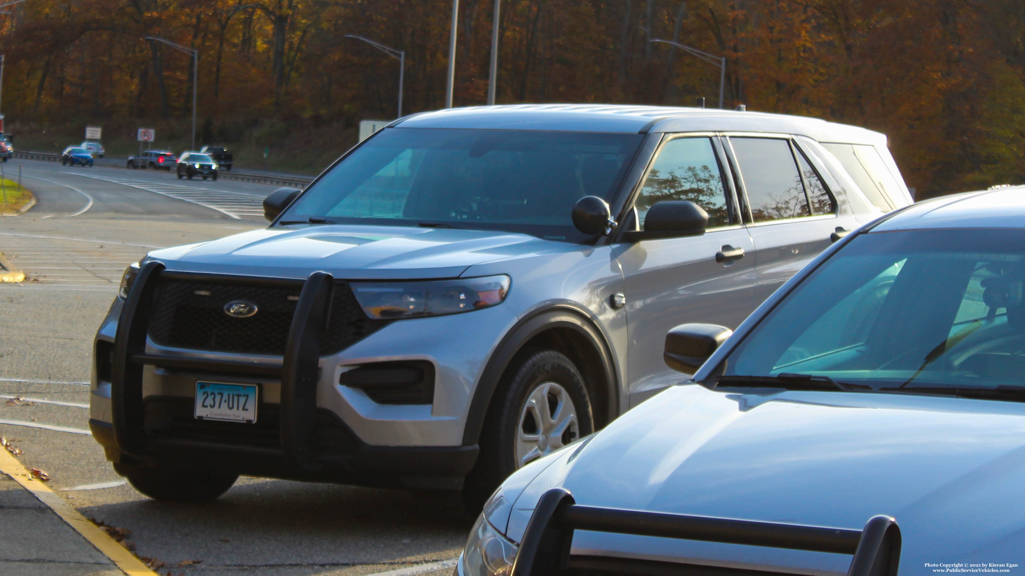 A photo  of Connecticut State Police
            Cruiser 237, a 2020 Ford Police Interceptor Utility Hybrid             taken by Kieran Egan