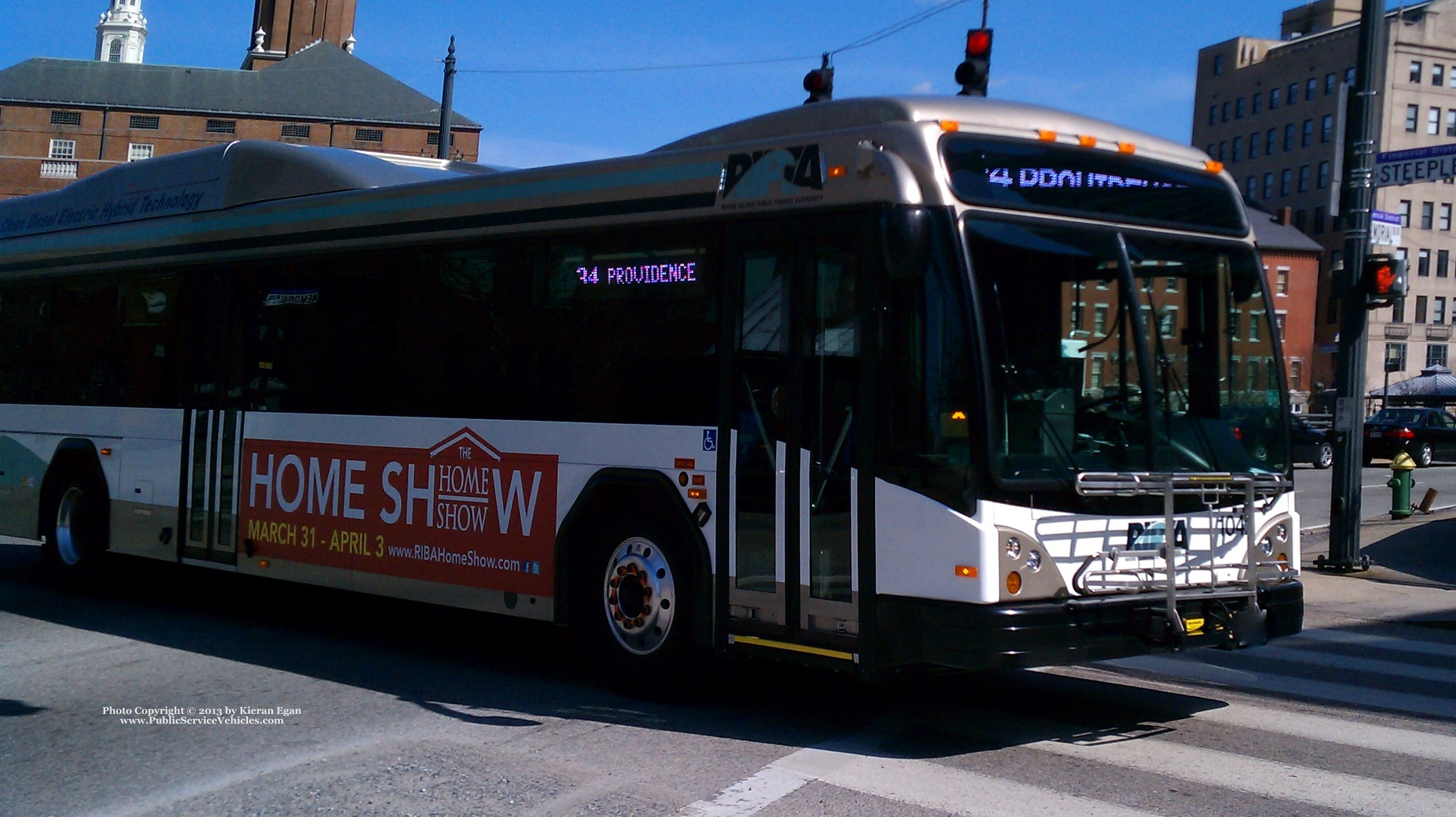 A photo  of Rhode Island Public Transit Authority
            Bus 1042, a 2010 Gillig BRT HEV             taken by Kieran Egan