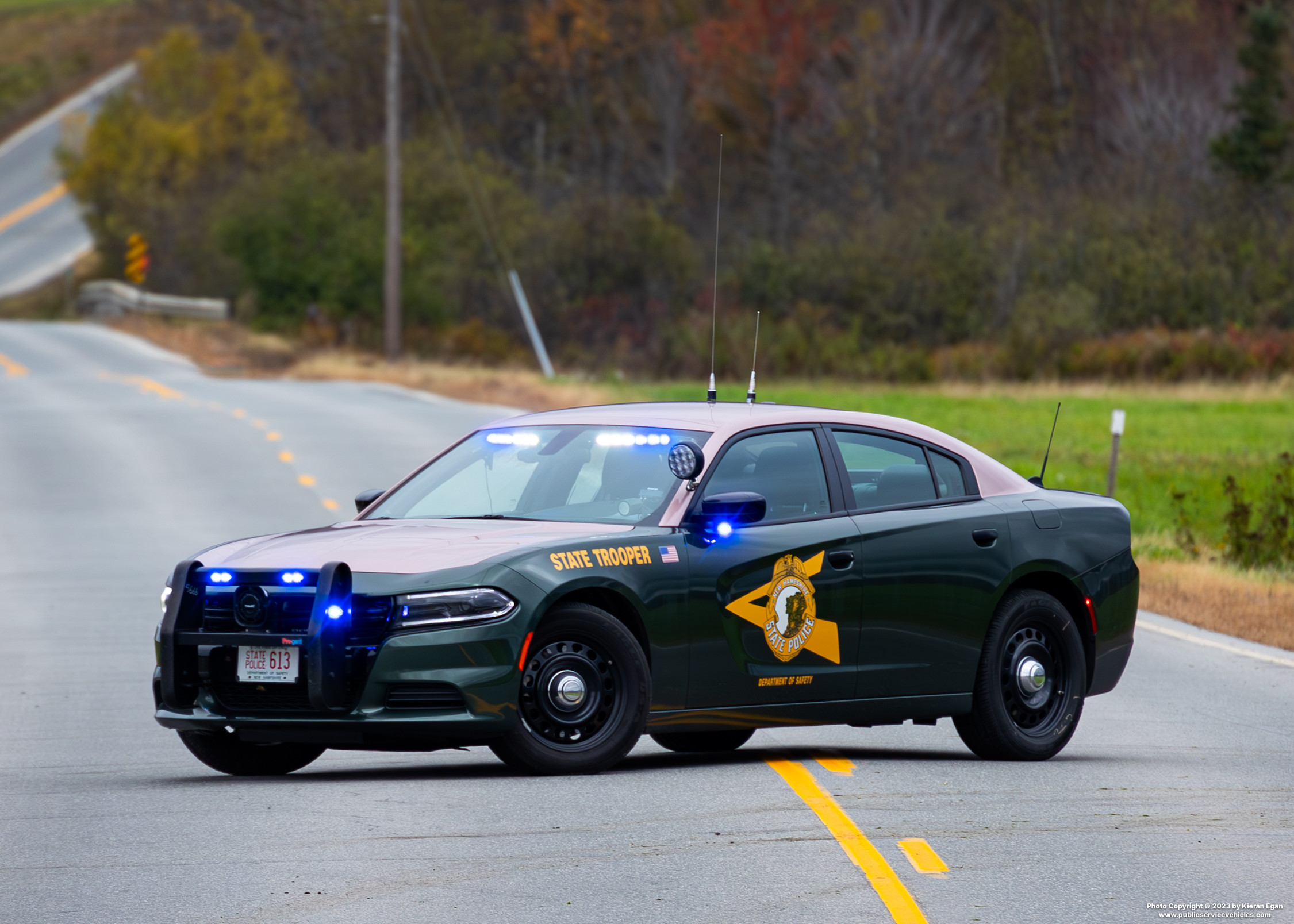 A photo  of New Hampshire State Police
            Cruiser 613, a 2022 Dodge Charger             taken by Kieran Egan