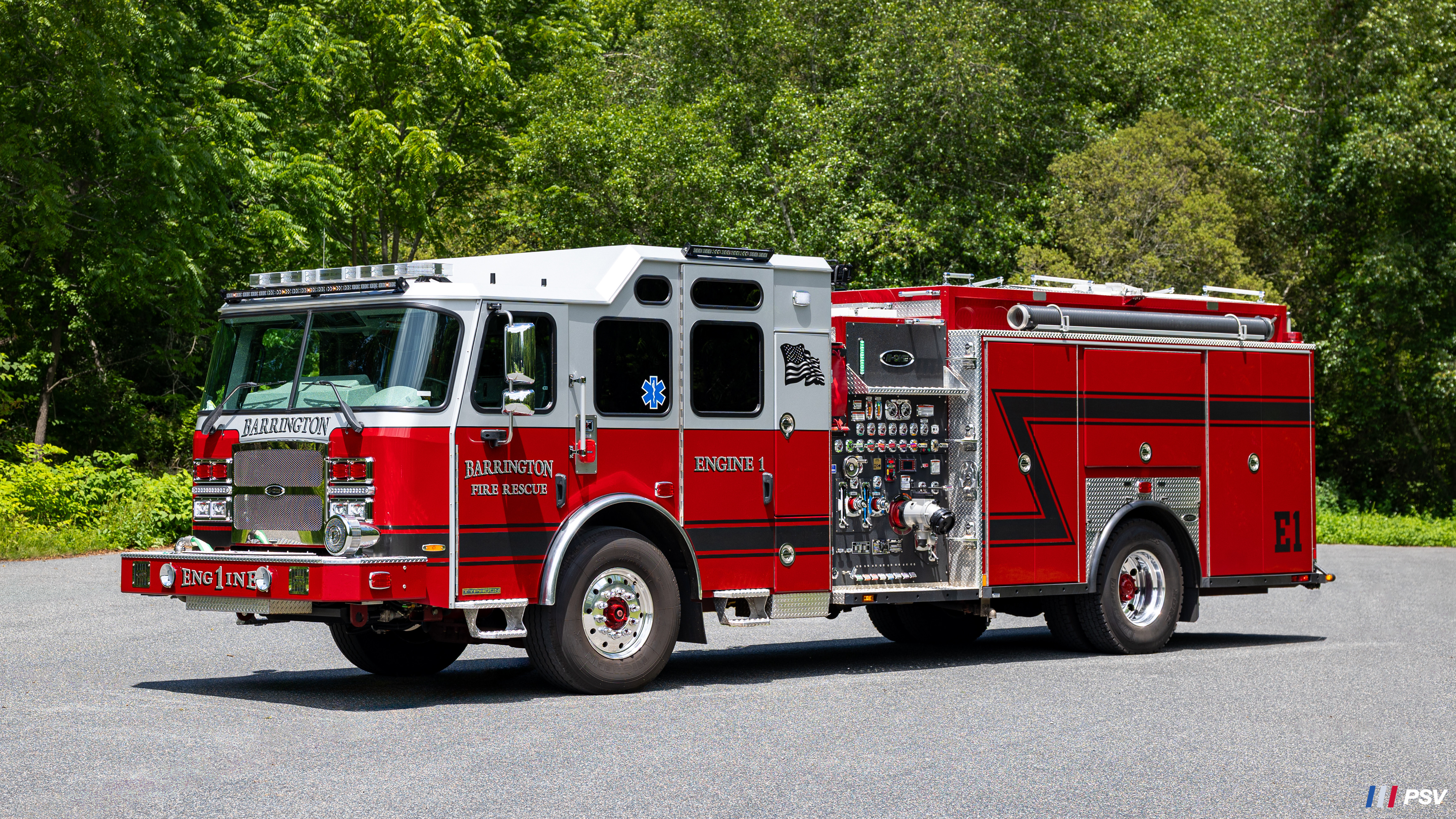 A photo  of Barrington Fire
            Engine 1, a 2023 E-One Typhoon             taken by Kieran Egan