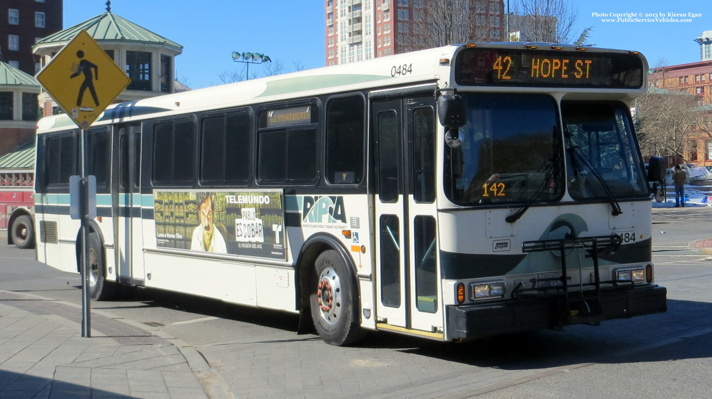 A photo  of Rhode Island Public Transit Authority
            Bus 0484, a 2004 Orion V 05.501             taken by Kieran Egan