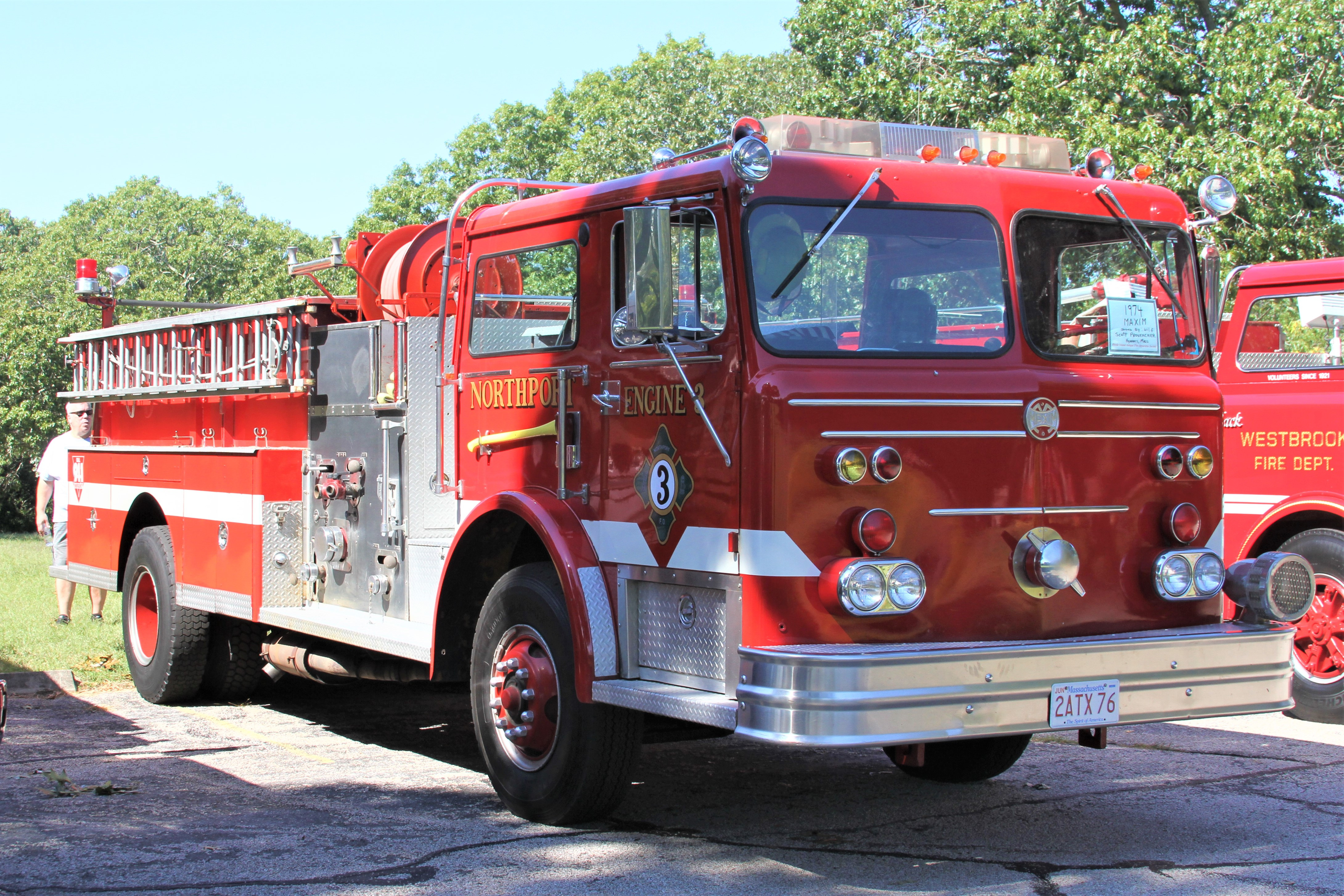 A photo  of Antique Fire Apparatus in Massachusetts
            Northport, ME Fire Engine 3, a 1975 Maxim             taken by Richard Schmitter