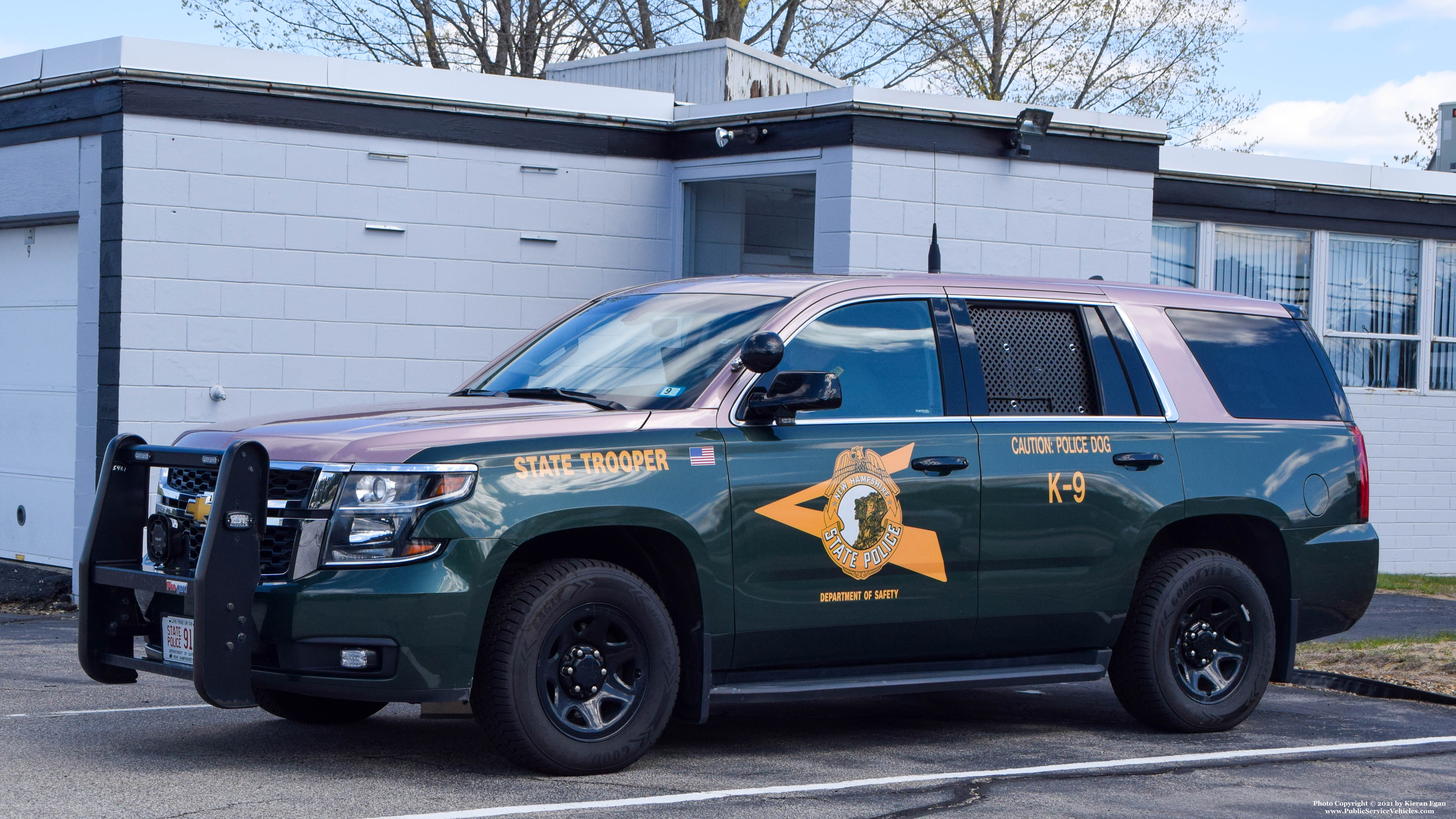 A photo  of New Hampshire State Police
            Cruiser 911, a 2019 Chevrolet Tahoe             taken by Kieran Egan