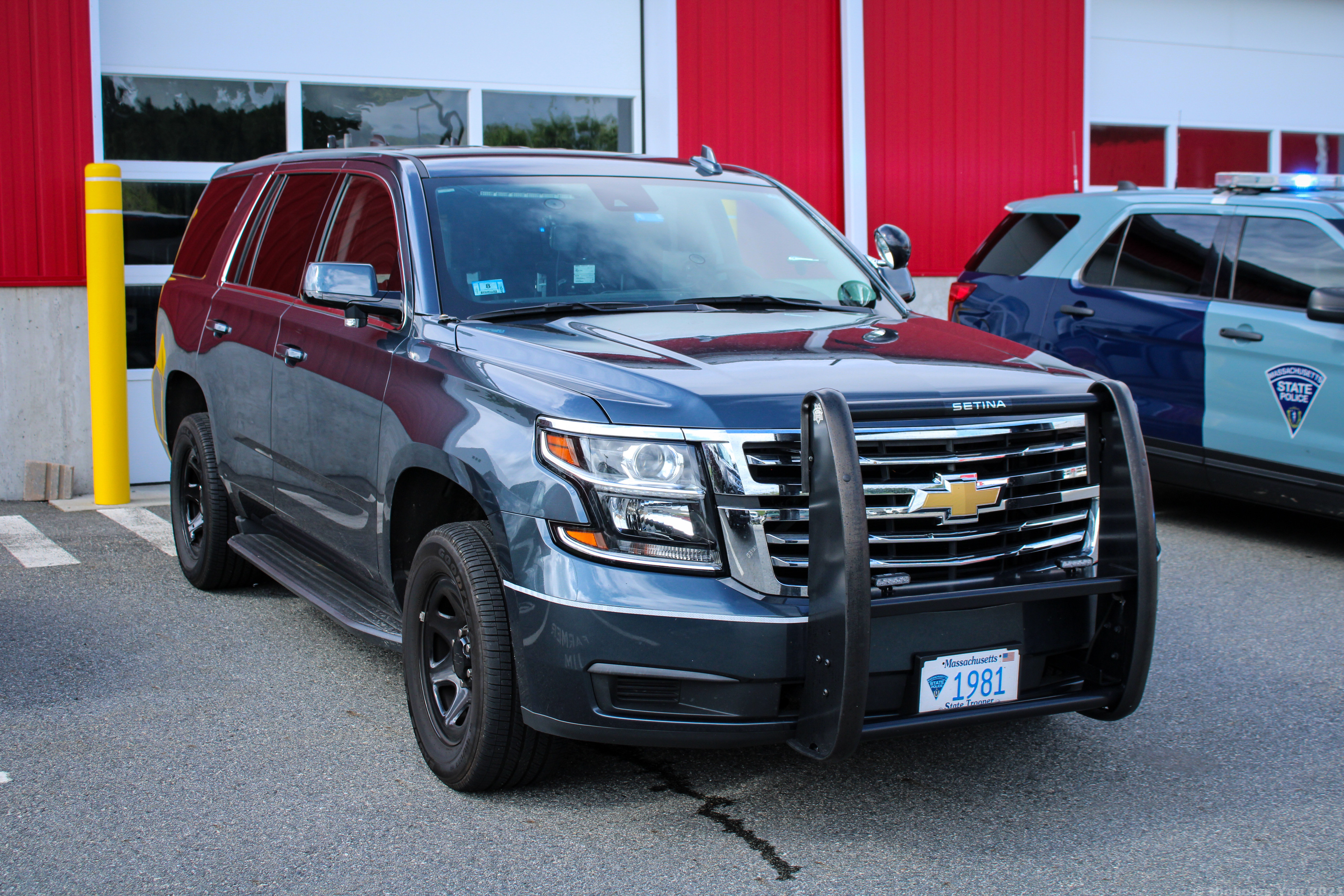 A photo  of Massachusetts State Police
            Cruiser 1981, a 2020 Chevrolet Tahoe             taken by Nicholas You