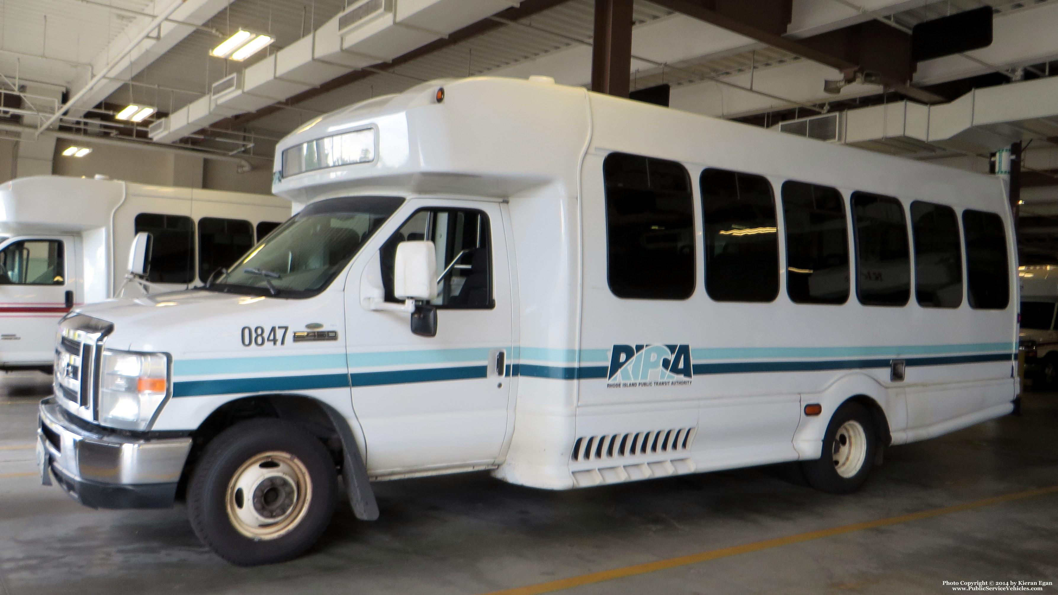 A photo  of Rhode Island Public Transit Authority
            Flex Van 0847, a 2008 Ford E-450 Bus             taken by Kieran Egan