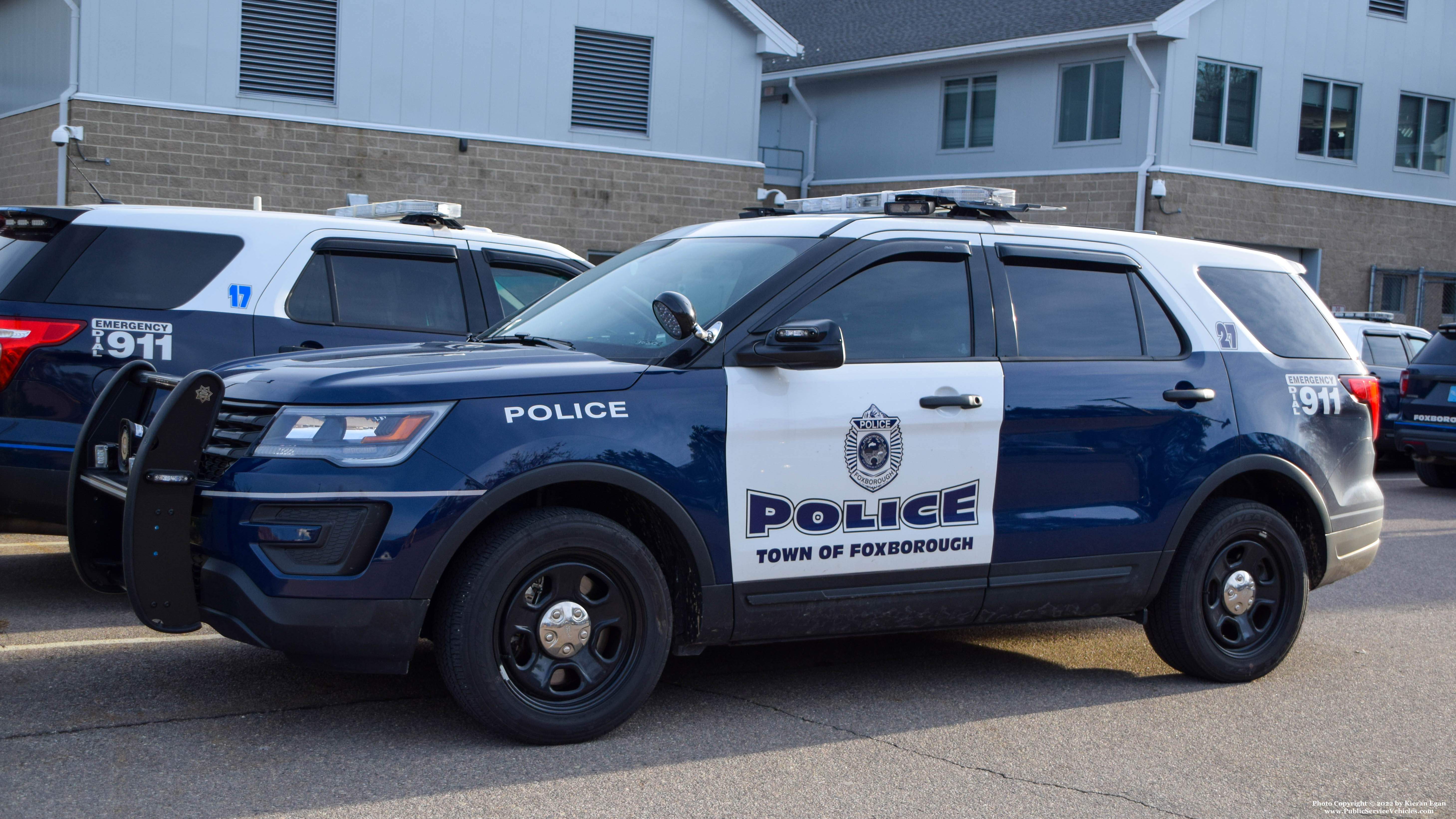 A photo  of Foxborough Police
            Cruiser 27, a 2019 Ford Police Interceptor Utility             taken by Kieran Egan