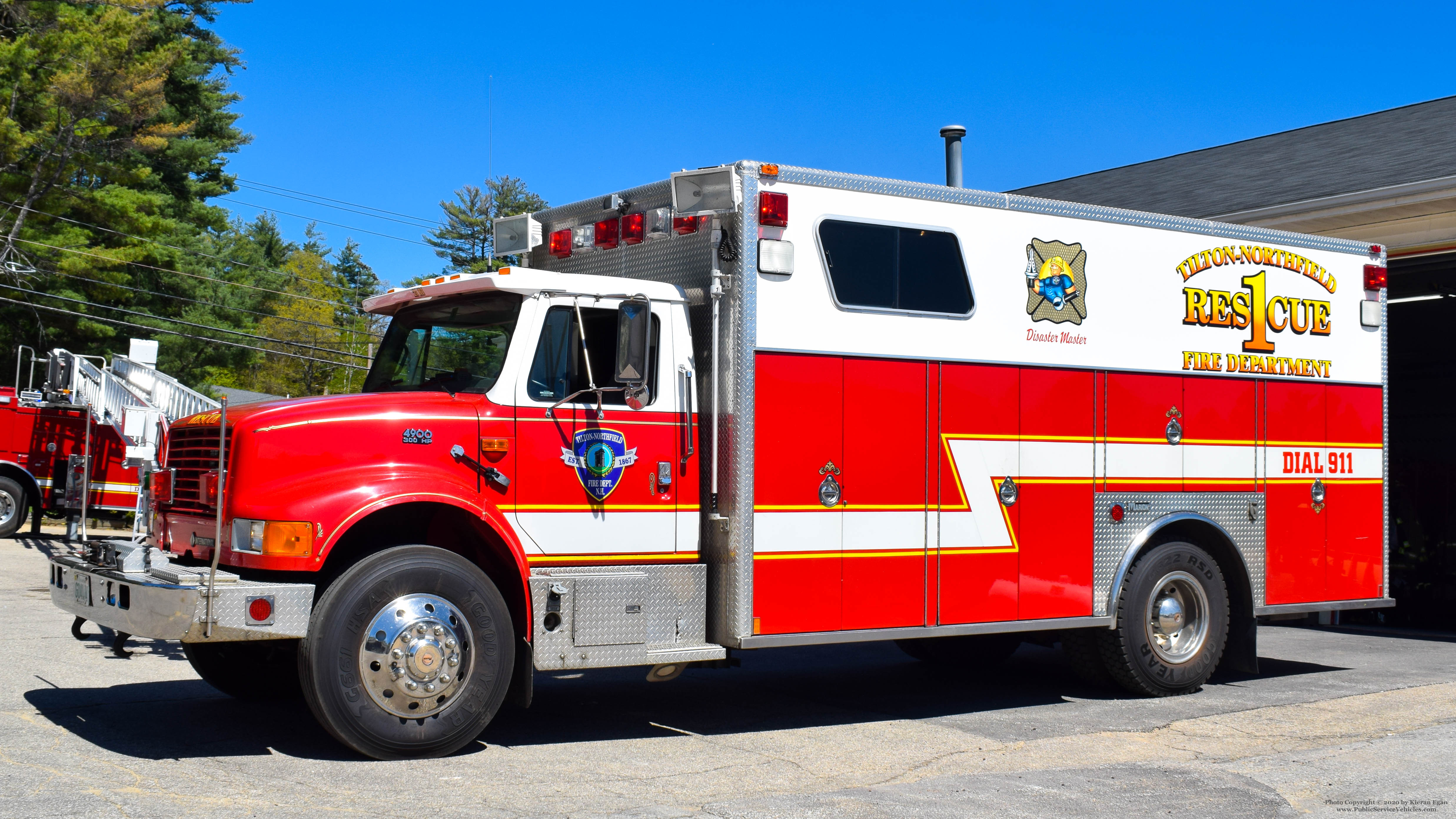A photo  of Tilton-Northfield Fire District
            21 Rescue 1, a 2000 International 4900             taken by Kieran Egan