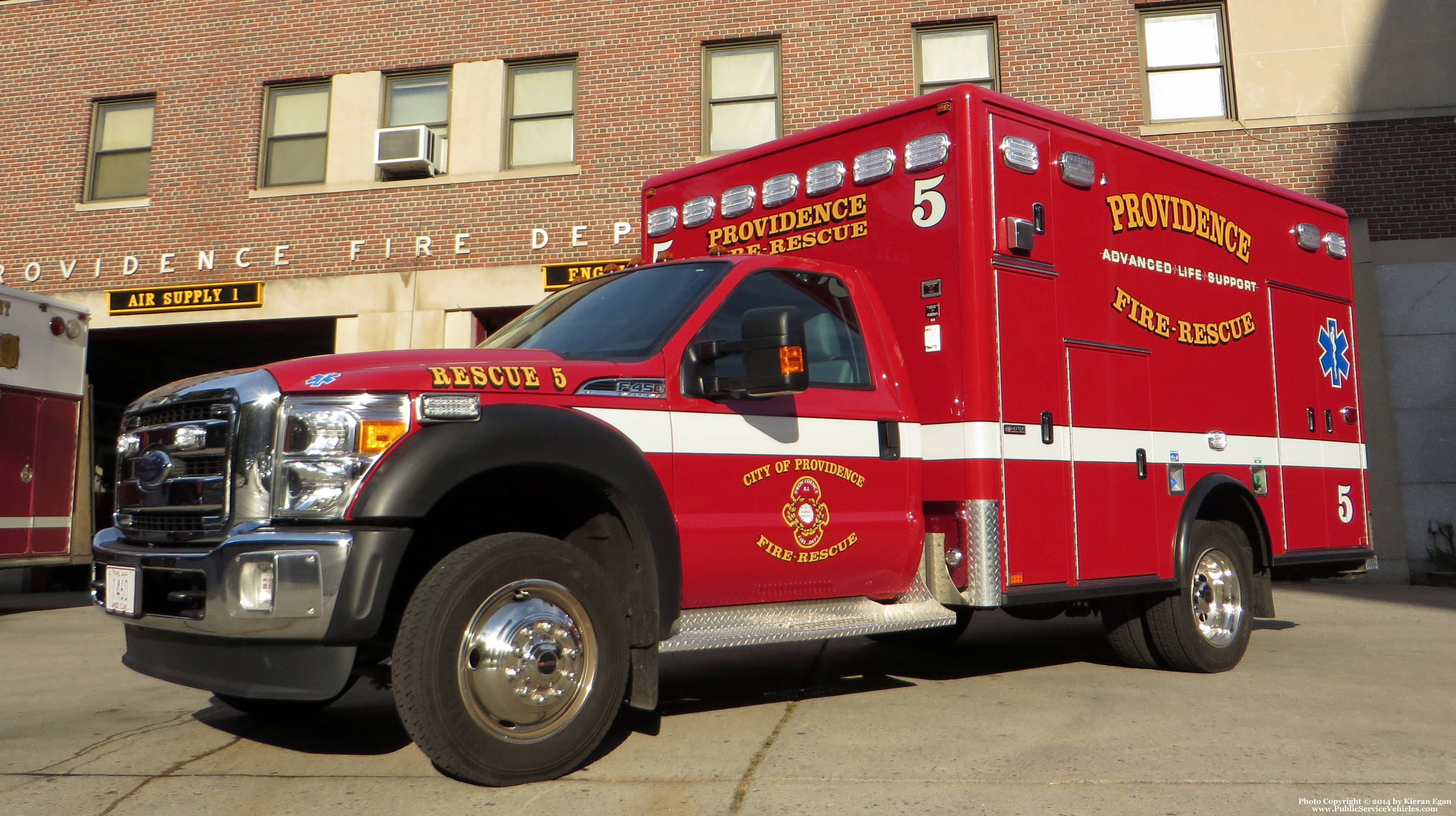 A photo  of Providence Fire
            Rescue 5, a 2014 Ford F-450/Horton             taken by Kieran Egan