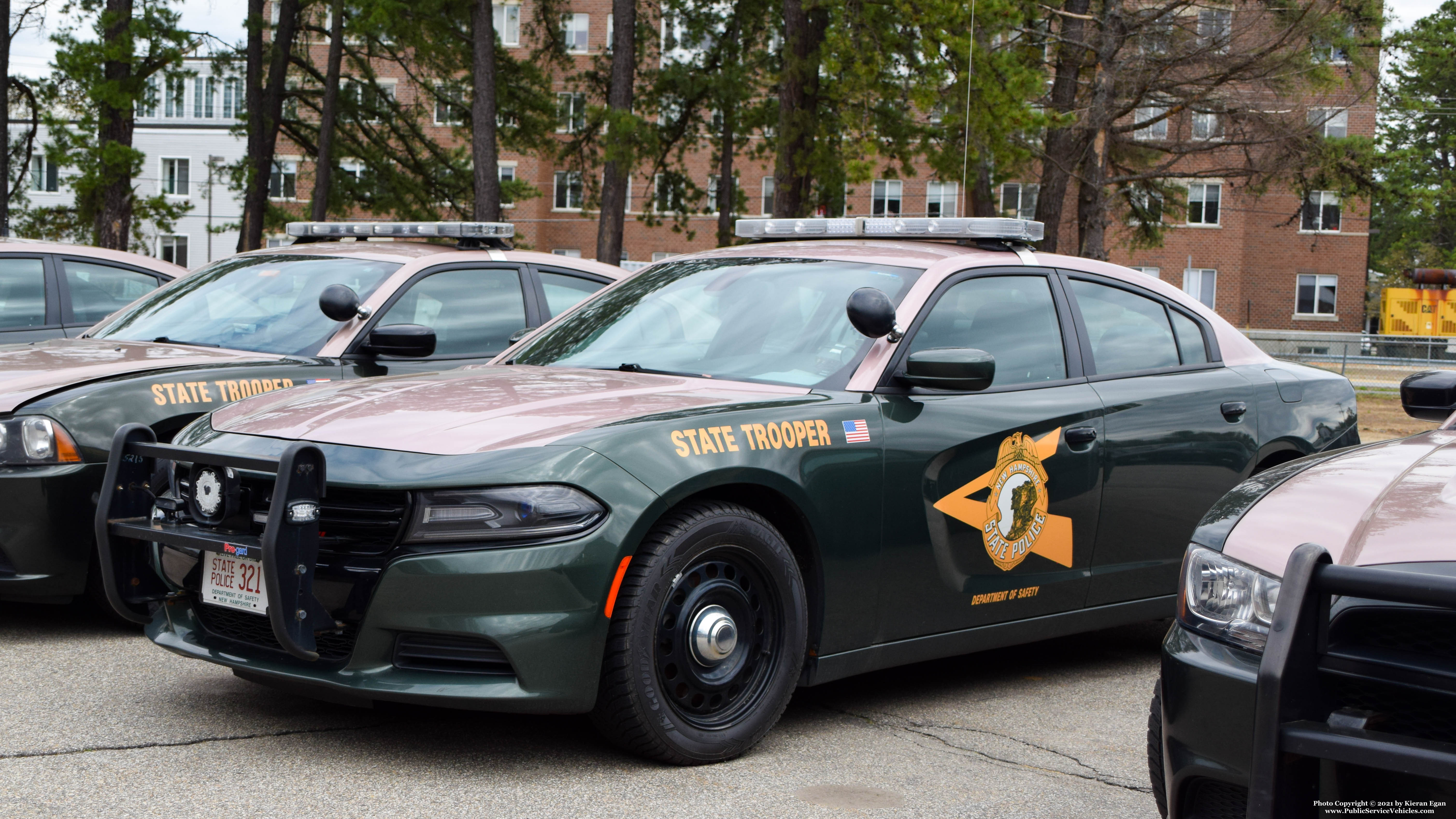 A photo  of New Hampshire State Police
            Cruiser 321, a 2015-2016 Dodge Charger             taken by Kieran Egan