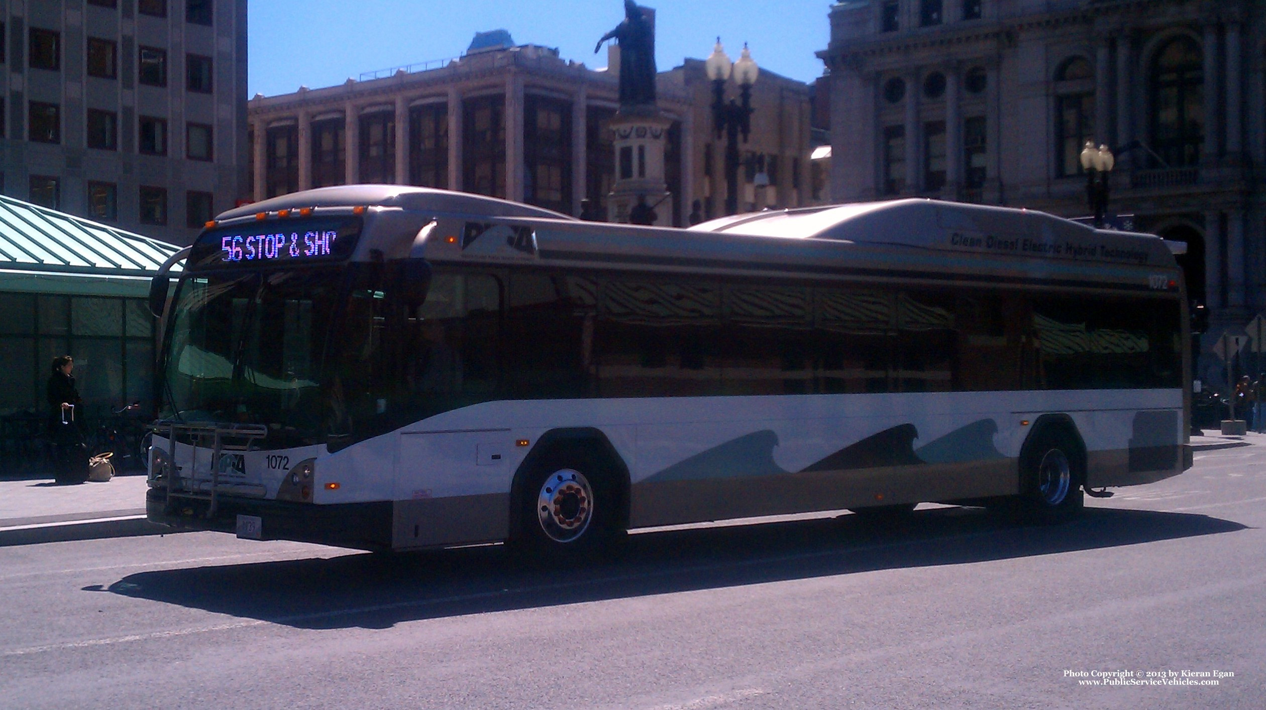 A photo  of Rhode Island Public Transit Authority
            Bus 1072, a 2010 Gillig BRT HEV             taken by Kieran Egan